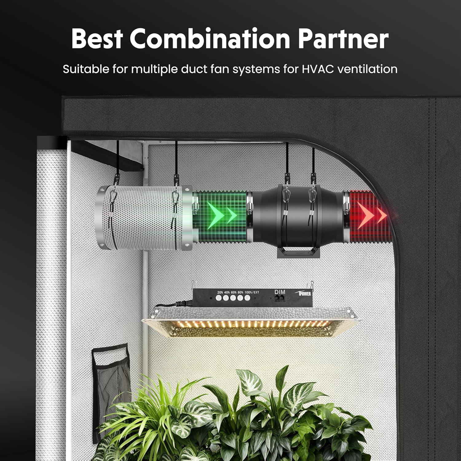 imageHealSmart 12 Inch 25 FT Flexible Aluminum Duct Equipped with 2 Clamps and 3 Layers of Protective Drying Tube for Heating Cooling Ventilation and Exhaust Fan SilverBlack