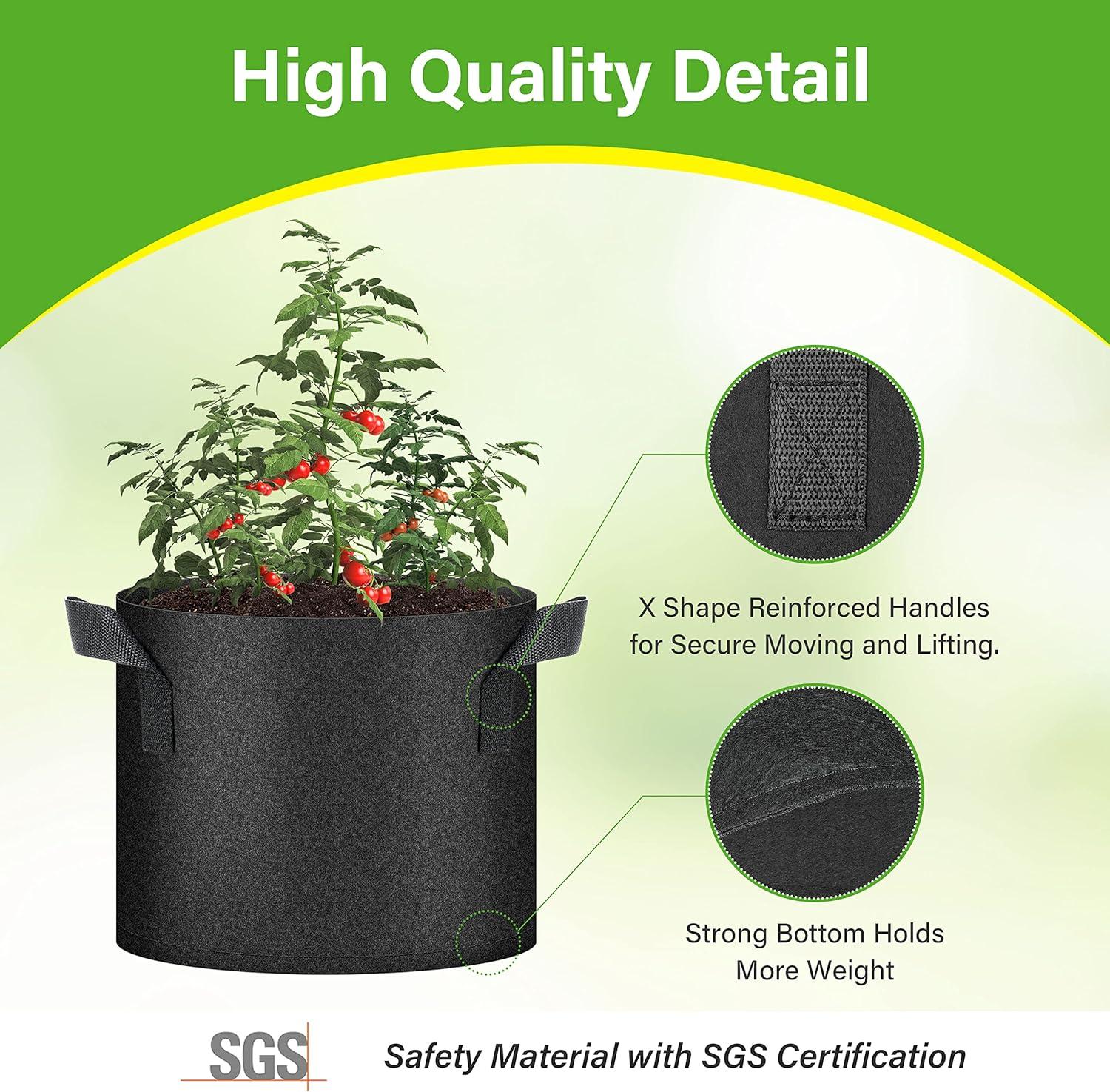 imageHealSmart 12Pack 3 Gallon Nonwoven Grow Bags Aeration Fabric Pots with Handles Suitable for Garden Fruits Vegetables and Flowers BlackBlack  12 Pack