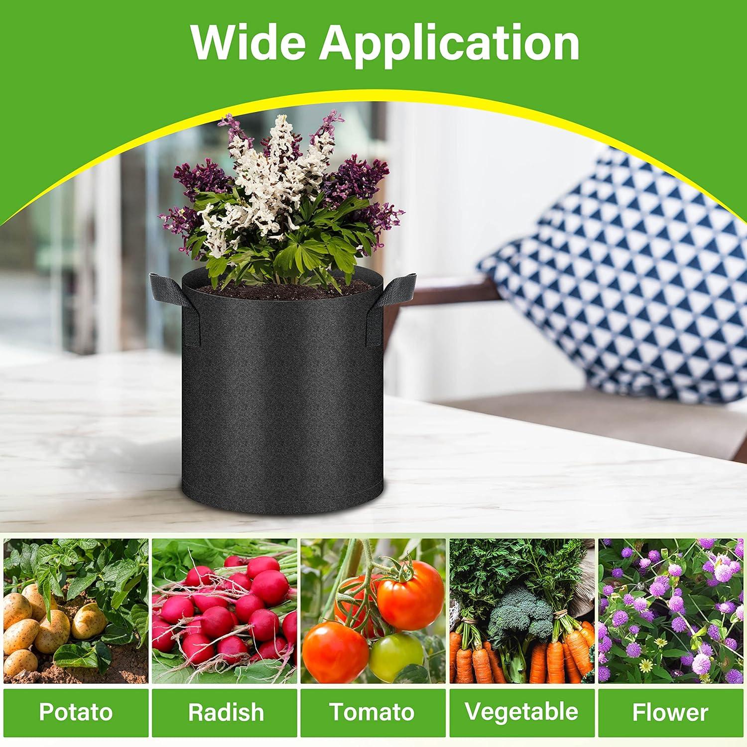 imageHealSmart 12Pack 3 Gallon Nonwoven Grow Bags Aeration Fabric Pots with Handles Suitable for Garden Fruits Vegetables and Flowers BlackBlack  12 Pack