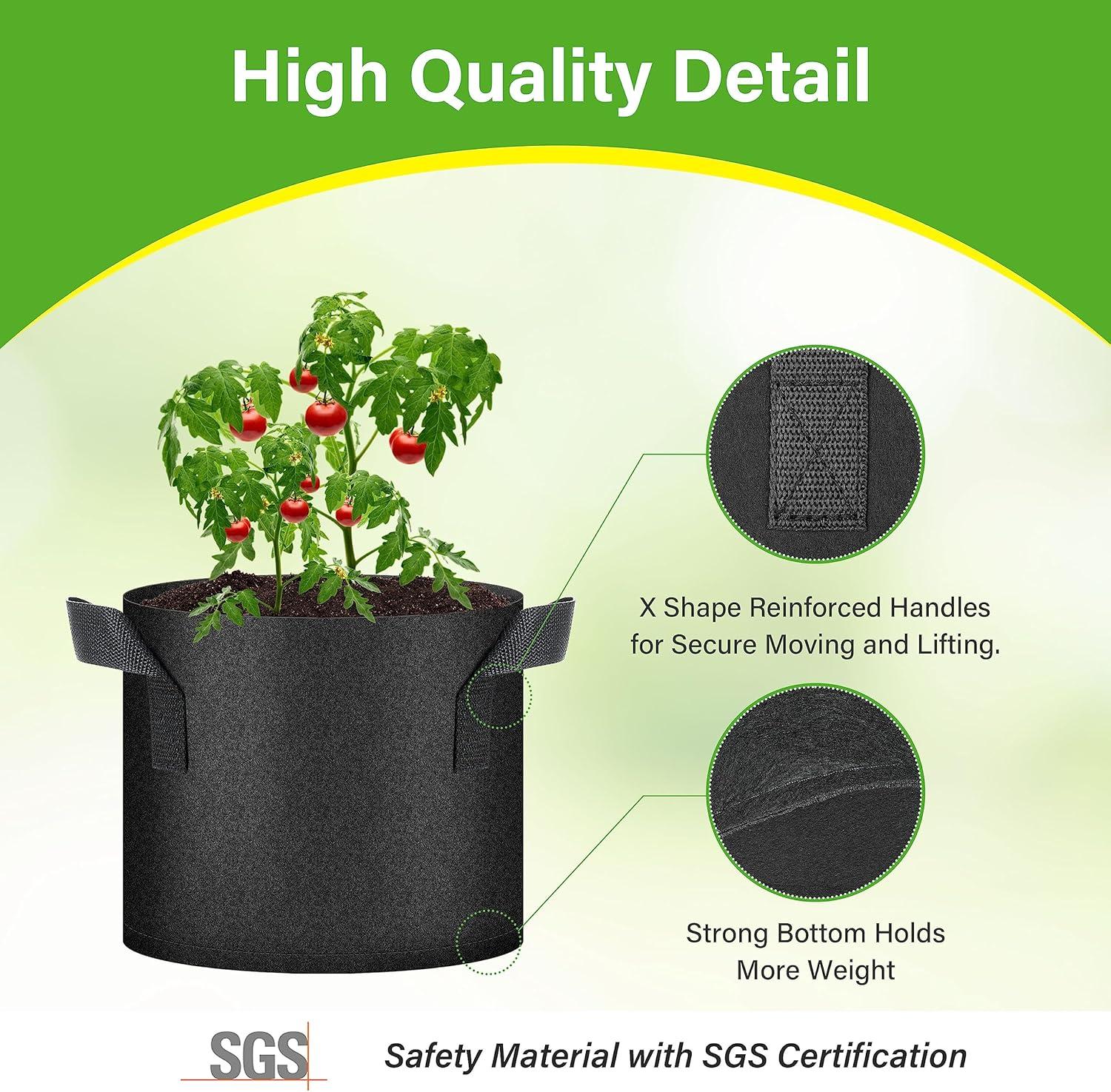 imageHealSmart 12Pack 3 Gallon Nonwoven Grow Bags Aeration Fabric Pots with Handles Suitable for Garden Fruits Vegetables and Flowers BlackBlack  12 Pack