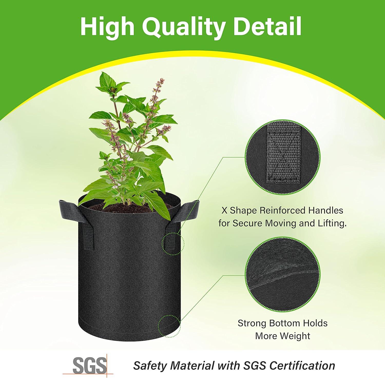 imageHealSmart 12Pack 3 Gallon Nonwoven Grow Bags Aeration Fabric Pots with Handles Suitable for Garden Fruits Vegetables and Flowers BlackBlack  12 Pack