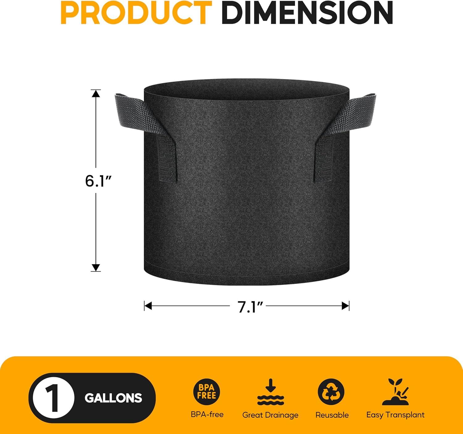 imageHealSmart 12Pack 3 Gallon Nonwoven Grow Bags Aeration Fabric Pots with Handles Suitable for Garden Fruits Vegetables and Flowers BlackBlack  24 Pack