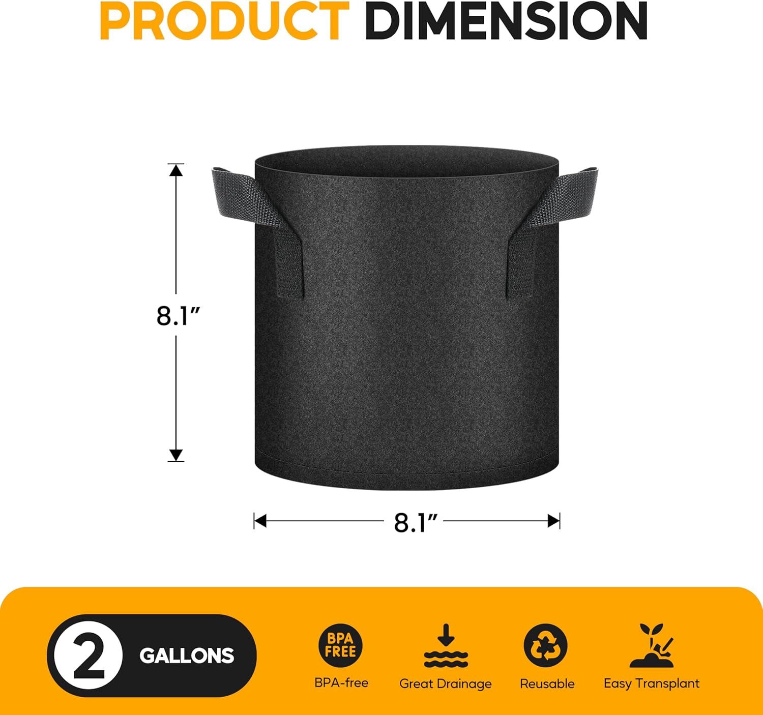 imageHealSmart 12Pack 3 Gallon Nonwoven Grow Bags Aeration Fabric Pots with Handles Suitable for Garden Fruits Vegetables and Flowers BlackBlack  24 Pack