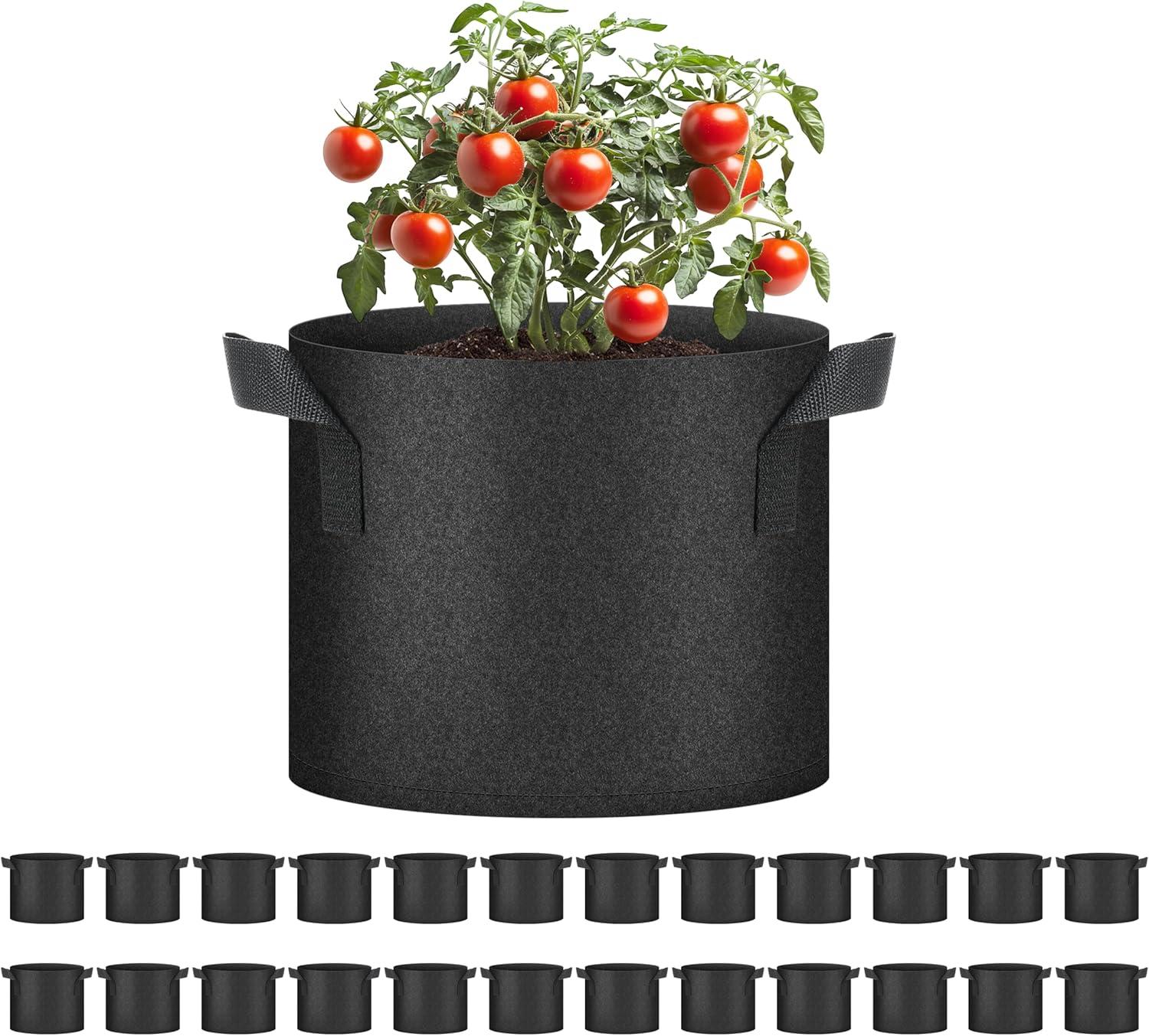 imageHealSmart 12Pack 3 Gallon Nonwoven Grow Bags Aeration Fabric Pots with Handles Suitable for Garden Fruits Vegetables and Flowers BlackBlack  24 Pack