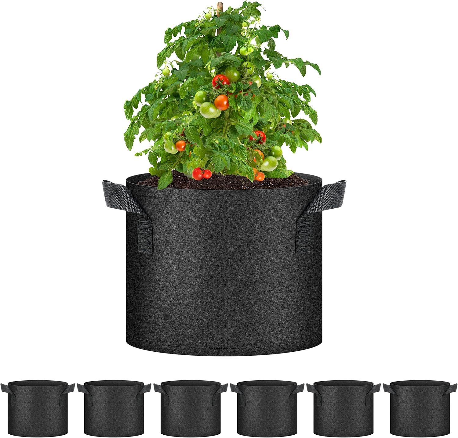 imageHealSmart 12Pack 3 Gallon Nonwoven Grow Bags Aeration Fabric Pots with Handles Suitable for Garden Fruits Vegetables and Flowers BlackBlack  6 Pack