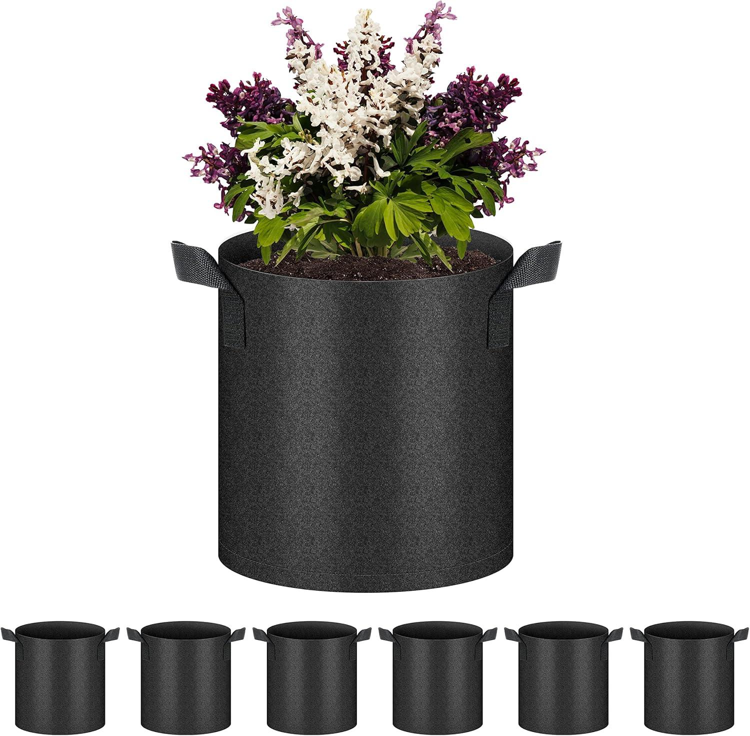 imageHealSmart 12Pack 3 Gallon Nonwoven Grow Bags Aeration Fabric Pots with Handles Suitable for Garden Fruits Vegetables and Flowers BlackBlack  6 Pack