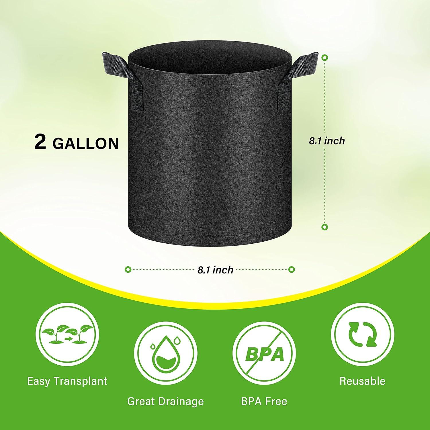 imageHealSmart 12Pack 3 Gallon Nonwoven Grow Bags Aeration Fabric Pots with Handles Suitable for Garden Fruits Vegetables and Flowers BlackBlack  6 Pack