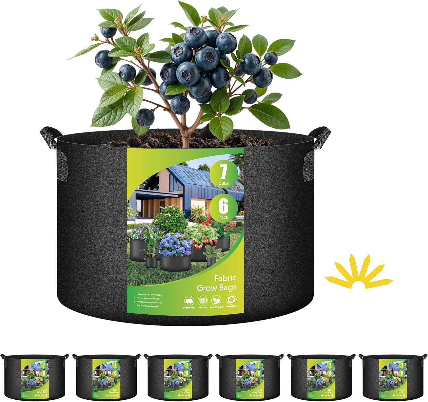 imageHealSmart 12Pack 3 Gallon Nonwoven Grow Bags Aeration Fabric Pots with Handles Suitable for Garden Fruits Vegetables and Flowers BlackBlack  6 Pack