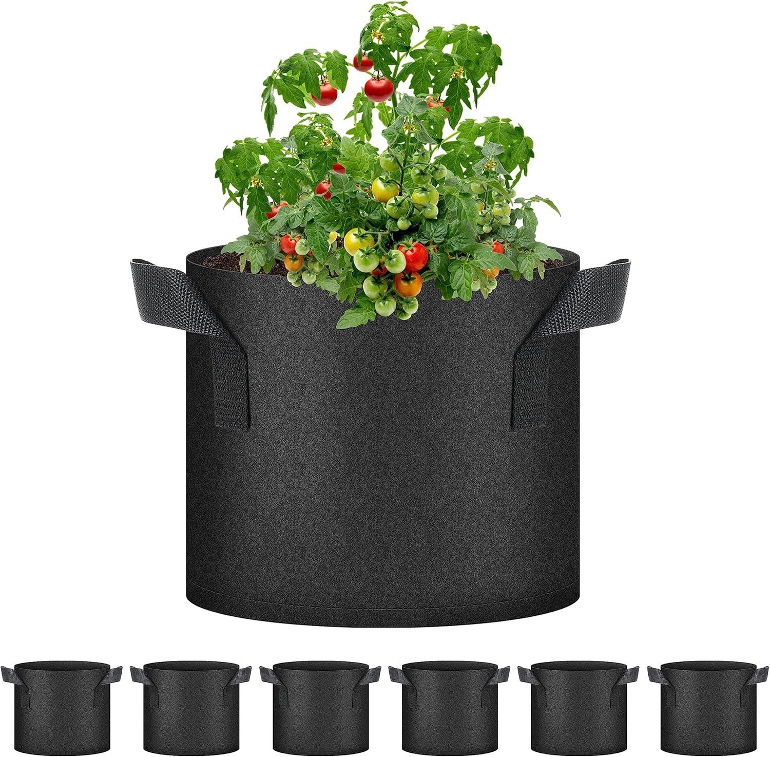 imageHealSmart 12Pack 3 Gallon Nonwoven Grow Bags Aeration Fabric Pots with Handles Suitable for Garden Fruits Vegetables and Flowers BlackBlack  6 Pack