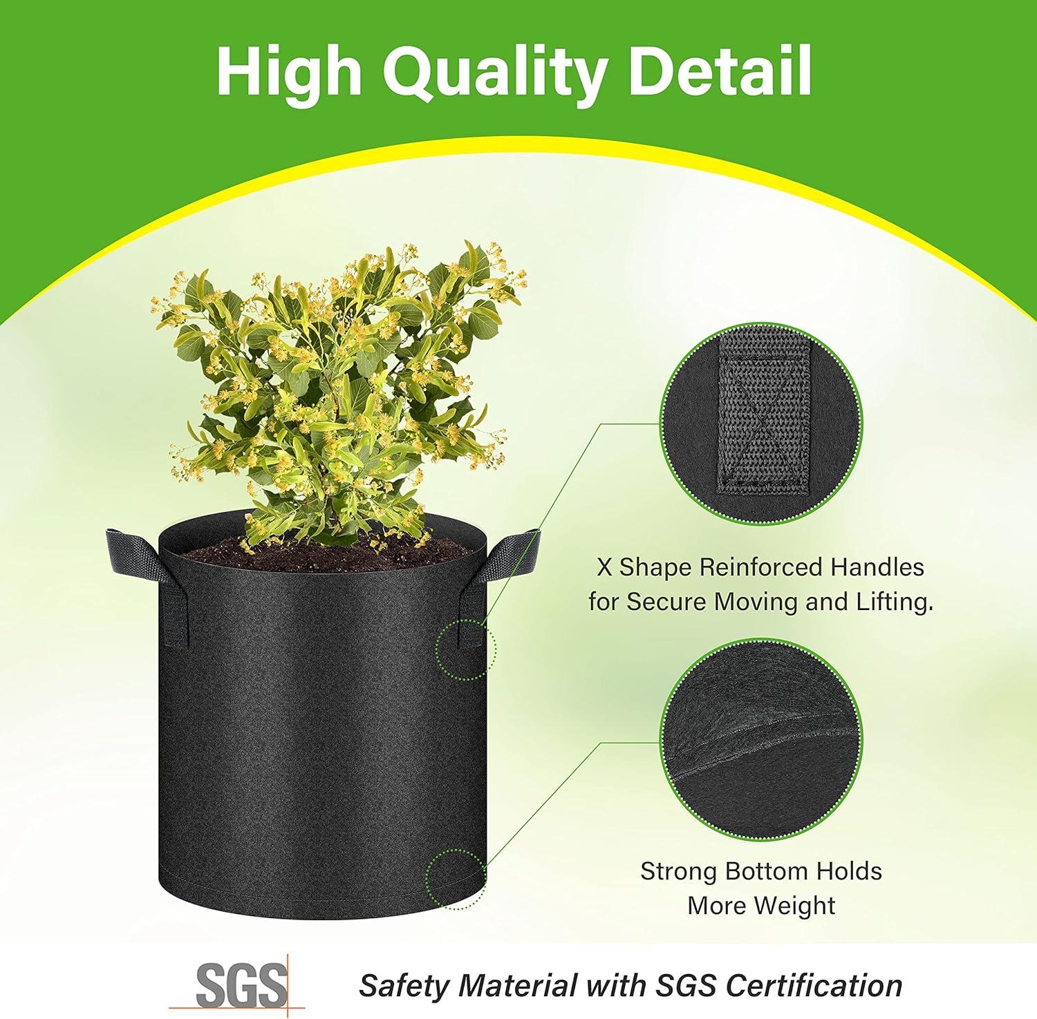 imageHealSmart 12Pack 3 Gallon Nonwoven Grow Bags Aeration Fabric Pots with Handles Suitable for Garden Fruits Vegetables and Flowers BlackBlack  6 Pack