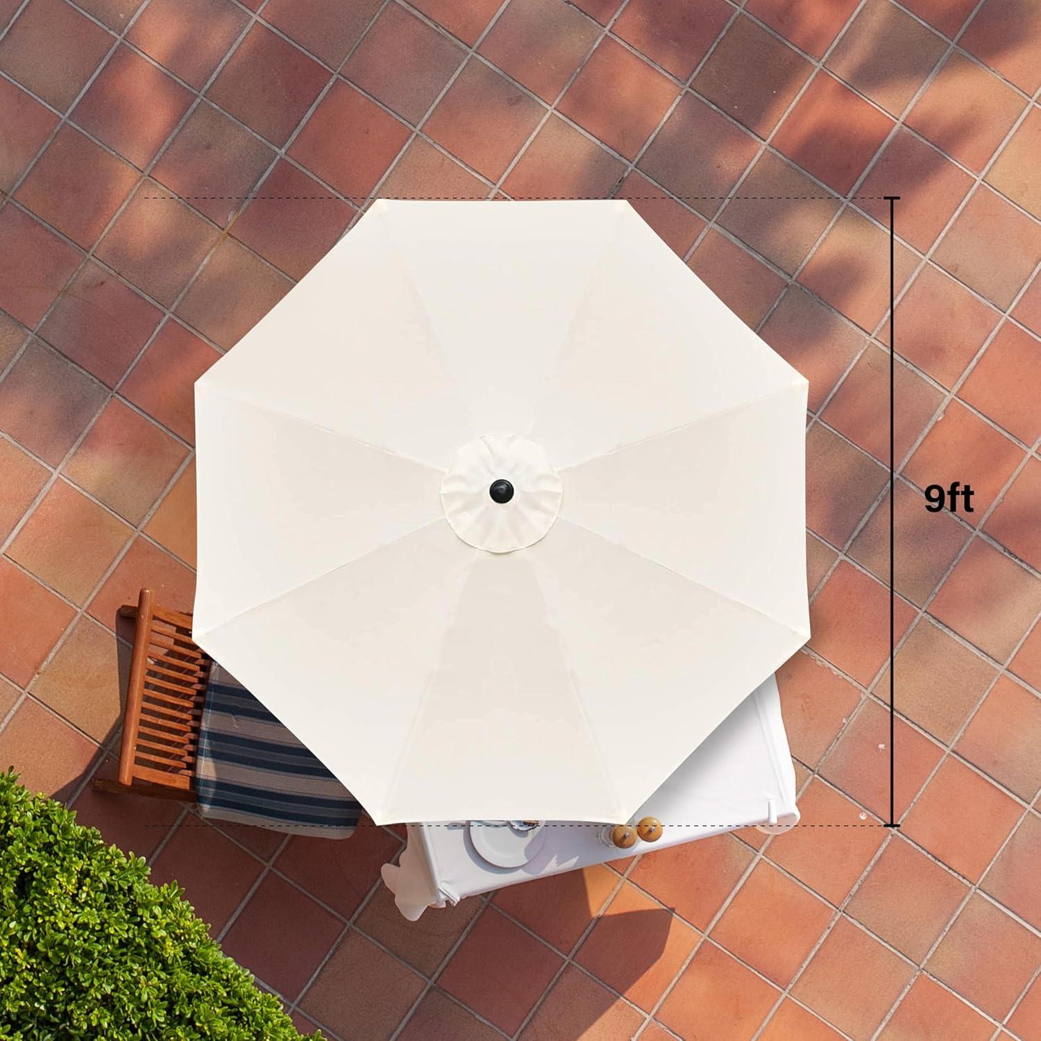 imageHealSmart 2pcs 9ft Patio Umbrella with Push Button TiltCrank Outdoor Table Market Yard Umbrella with 8 Sturdy Ribs for Garden Backyard Deck Pool RedBeige 2Pack