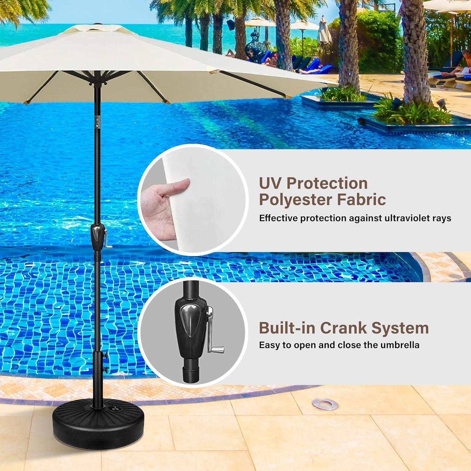 imageHealSmart 2pcs 9ft Patio Umbrella with Push Button TiltCrank Outdoor Table Market Yard Umbrella with 8 Sturdy Ribs for Garden Backyard Deck Pool RedBeigeBlack