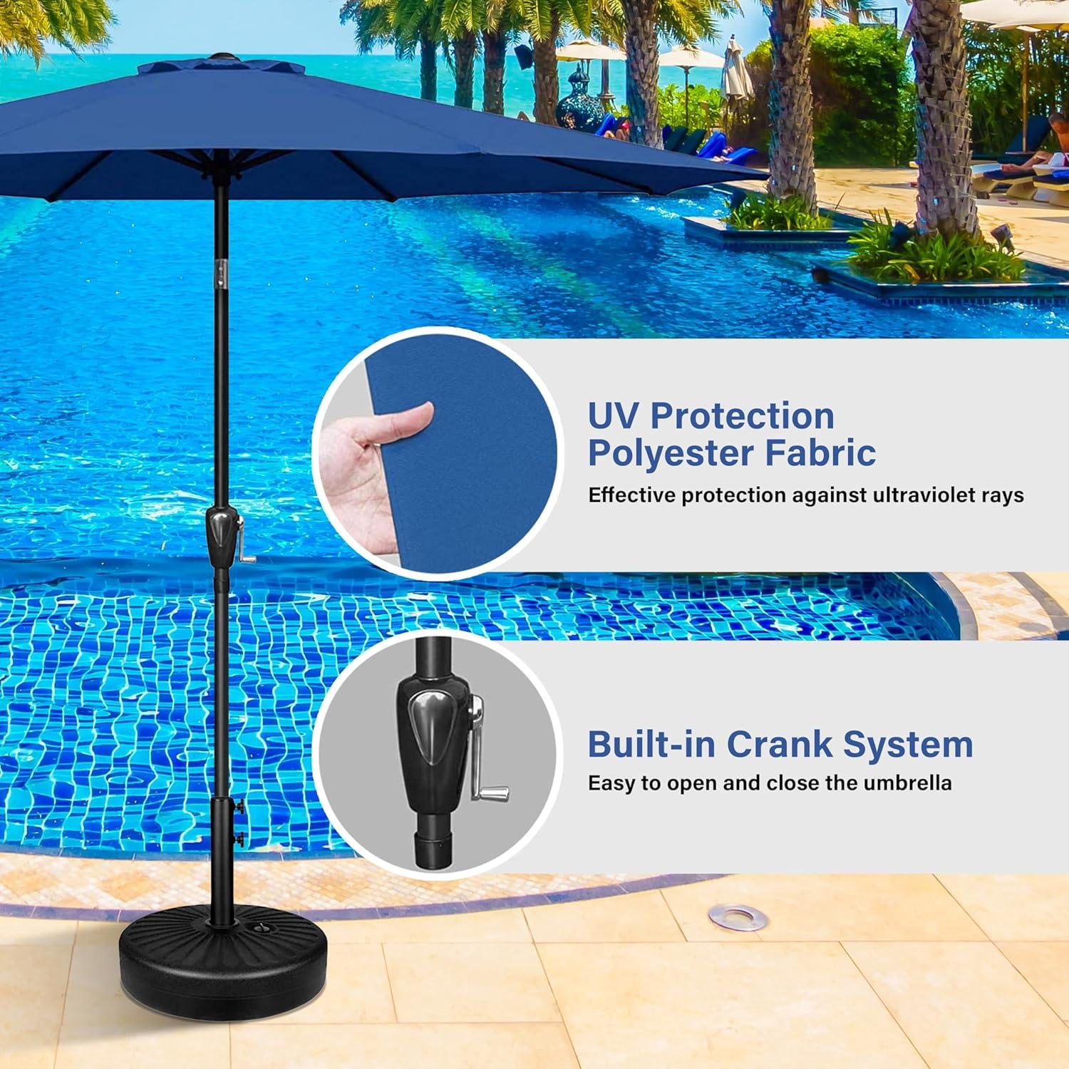 imageHealSmart 2pcs 9ft Patio Umbrella with Push Button TiltCrank Outdoor Table Market Yard Umbrella with 8 Sturdy Ribs for Garden Backyard Deck Pool RedBlueBlack