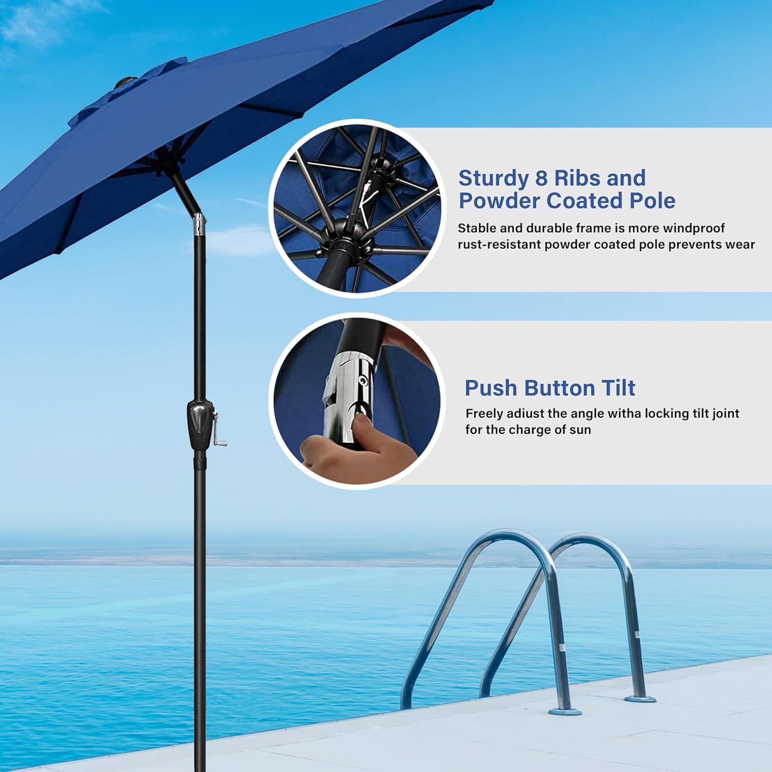 imageHealSmart 2pcs 9ft Patio Umbrella with Push Button TiltCrank Outdoor Table Market Yard Umbrella with 8 Sturdy Ribs for Garden Backyard Deck Pool RedBlue