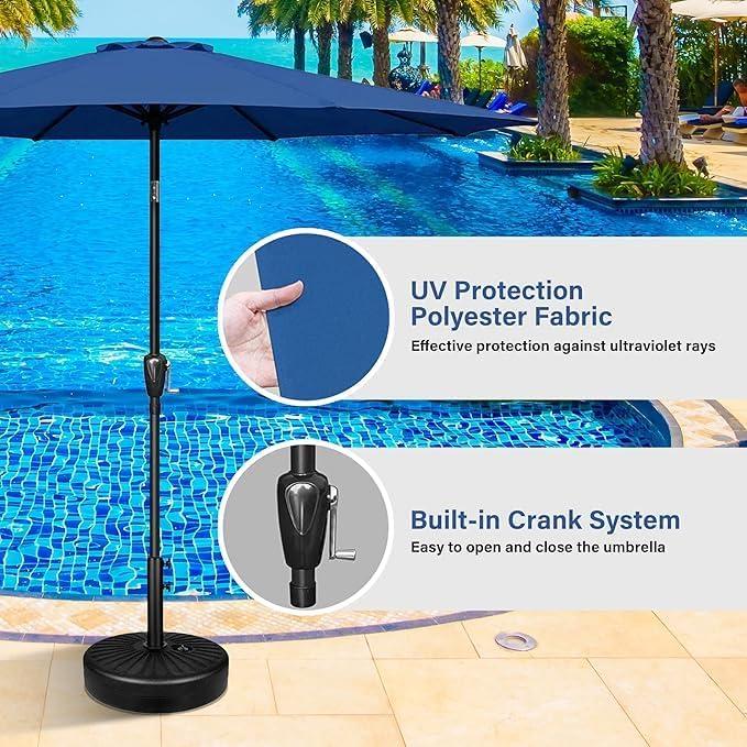 imageHealSmart 2pcs 9ft Patio Umbrella with Push Button TiltCrank Outdoor Table Market Yard Umbrella with 8 Sturdy Ribs for Garden Backyard Deck Pool RedBlue  New