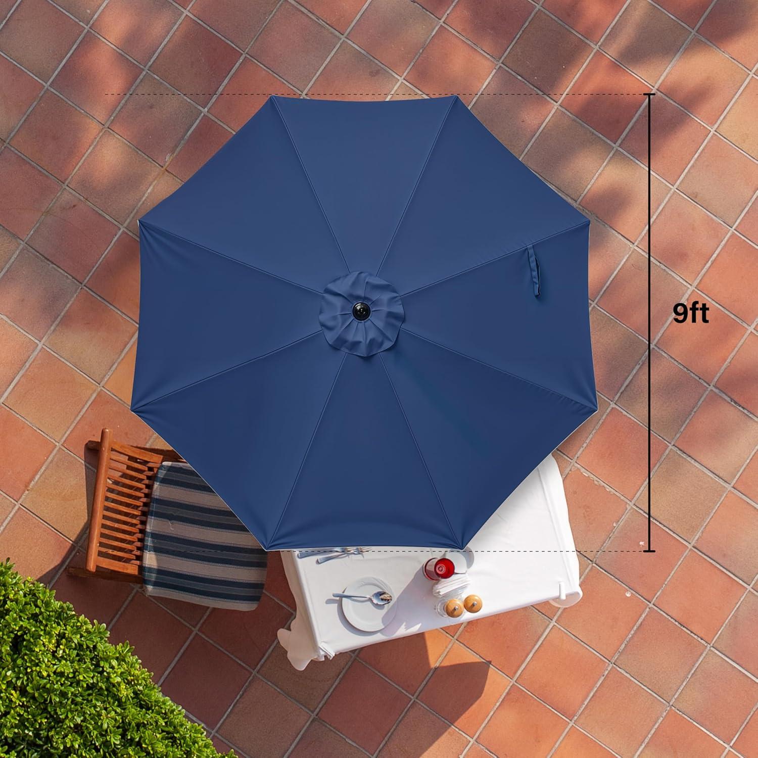 imageHealSmart 2pcs 9ft Patio Umbrella with Push Button TiltCrank Outdoor Table Market Yard Umbrella with 8 Sturdy Ribs for Garden Backyard Deck Pool RedDark Blue 2Pack