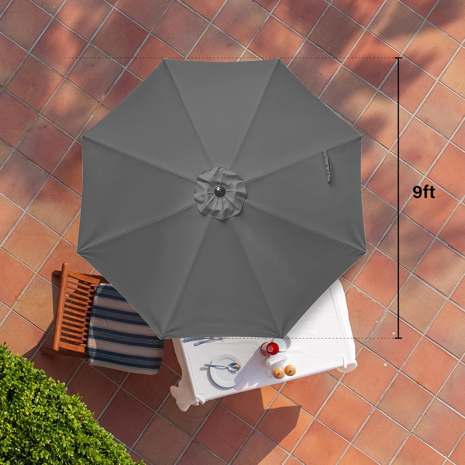 imageHealSmart 2pcs 9ft Patio Umbrella with Push Button TiltCrank Outdoor Table Market Yard Umbrella with 8 Sturdy Ribs for Garden Backyard Deck Pool RedGrayBlack