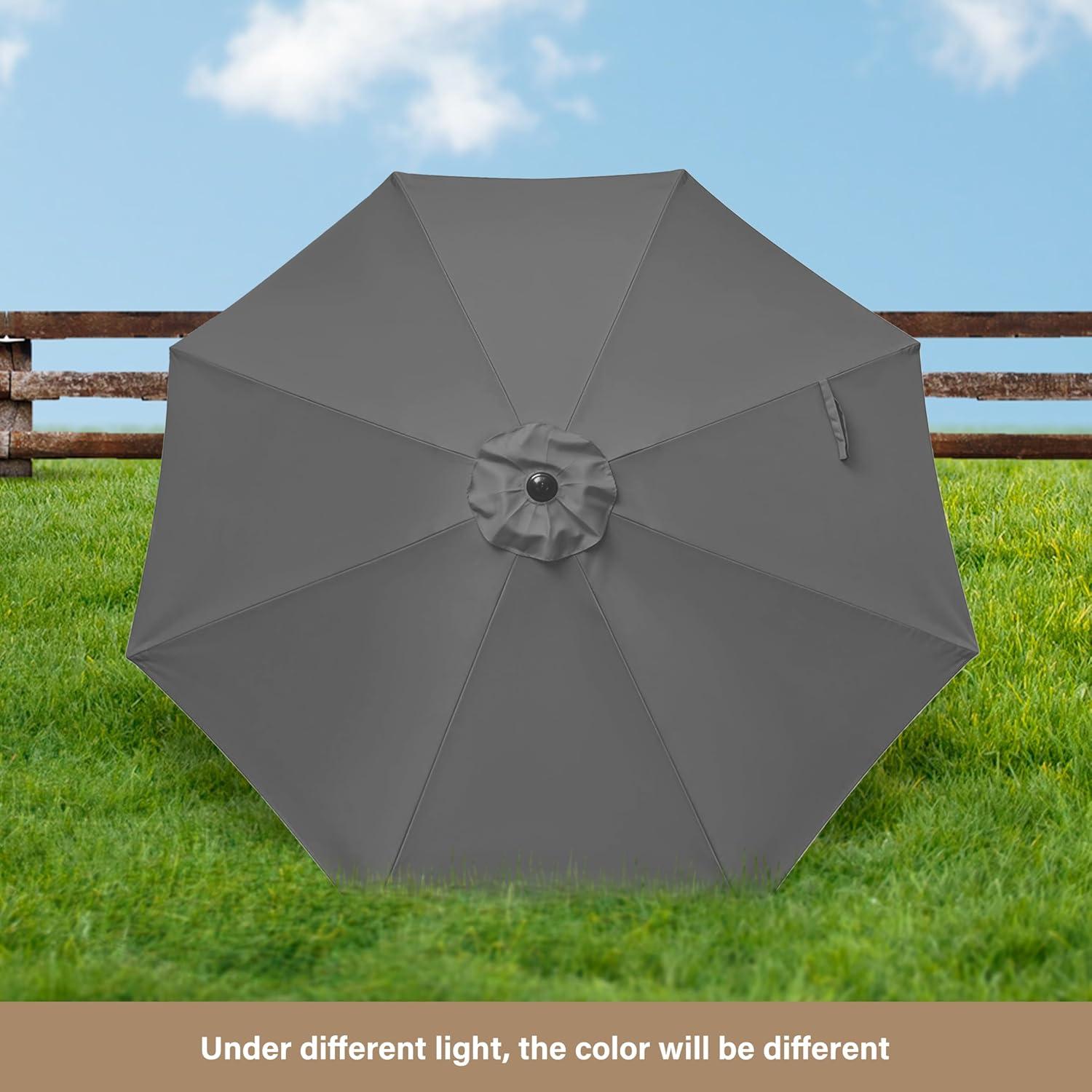 imageHealSmart 2pcs 9ft Patio Umbrella with Push Button TiltCrank Outdoor Table Market Yard Umbrella with 8 Sturdy Ribs for Garden Backyard Deck Pool RedGrey 2Pack