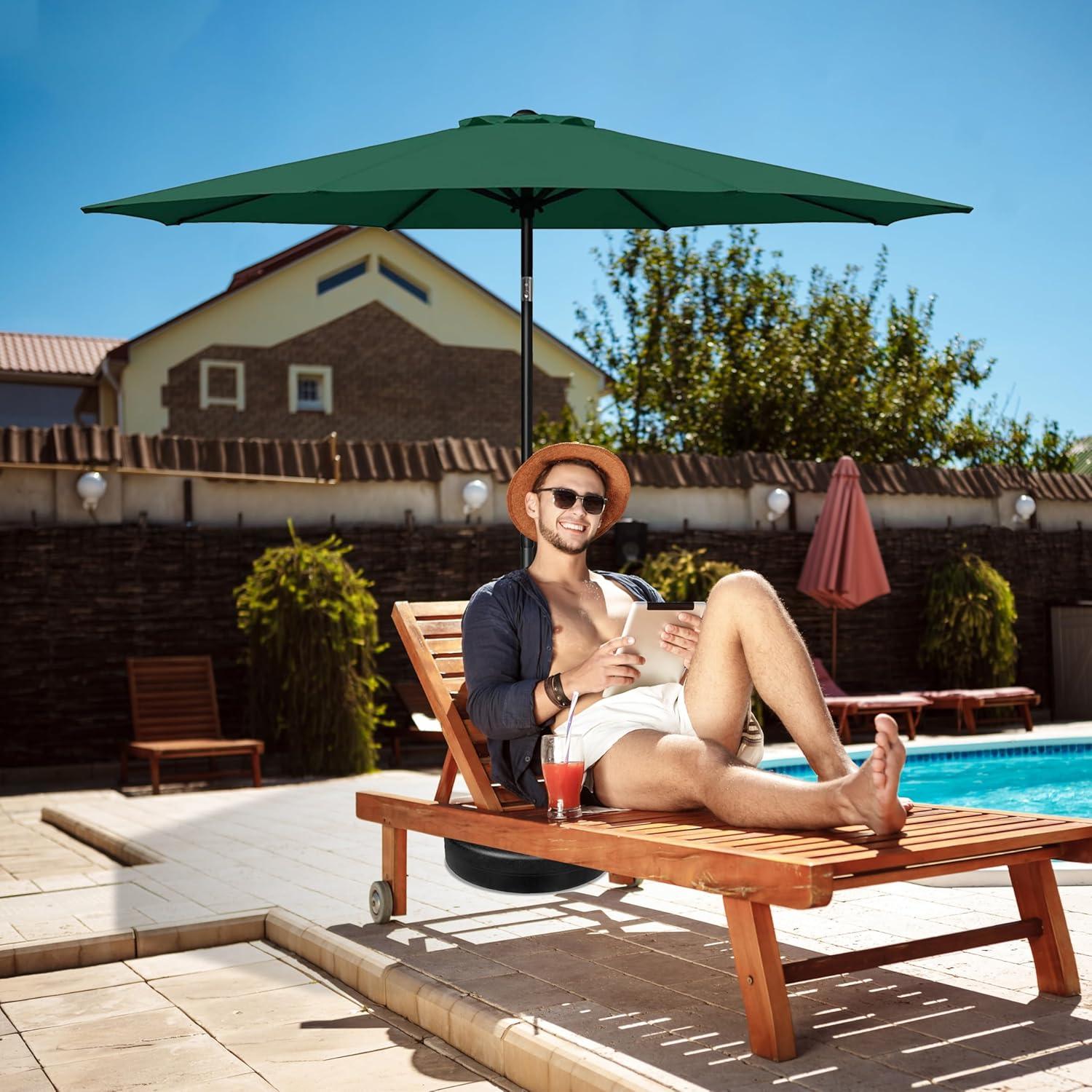 imageHealSmart 2pcs 9ft Patio Umbrella with Push Button TiltCrank Outdoor Table Market Yard Umbrella with 8 Sturdy Ribs for Garden Backyard Deck Pool RedGreen 2Pack