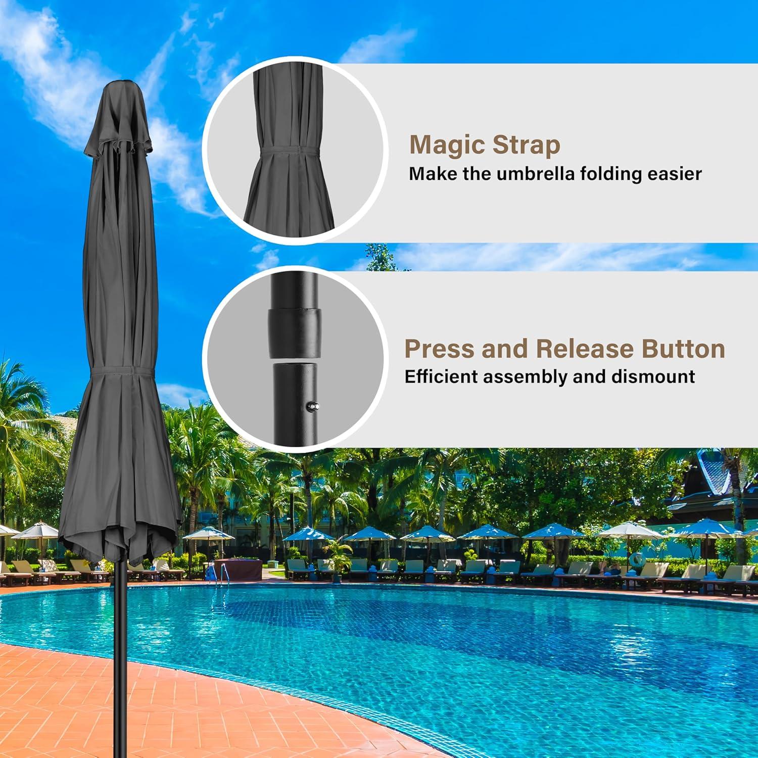 imageHealSmart 2pcs 9ft Patio Umbrella with Push Button TiltCrank Outdoor Table Market Yard Umbrella with 8 Sturdy Ribs for Garden Backyard Deck Pool RedGrey 2Pack