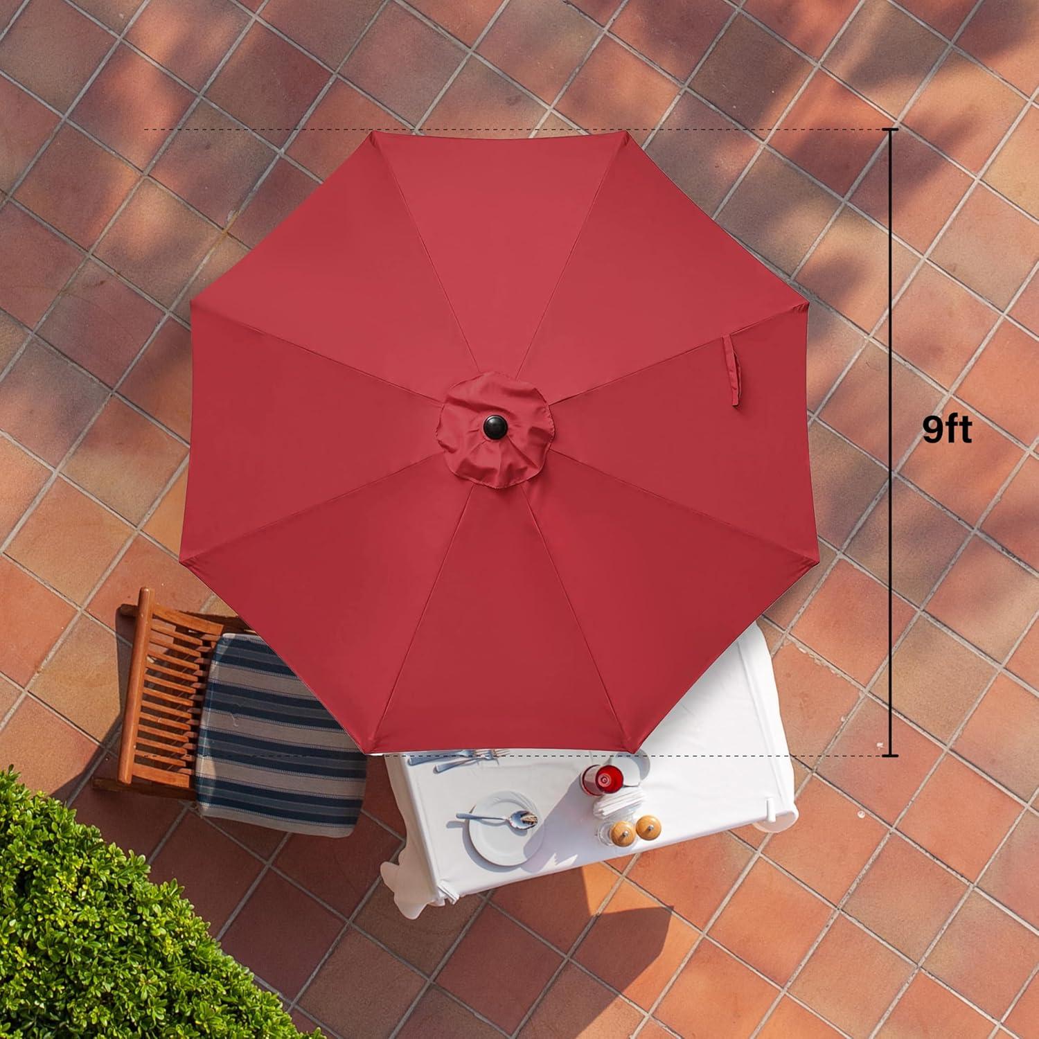 imageHealSmart 2pcs 9ft Patio Umbrella with Push Button TiltCrank Outdoor Table Market Yard Umbrella with 8 Sturdy Ribs for Garden Backyard Deck Pool RedRed  New