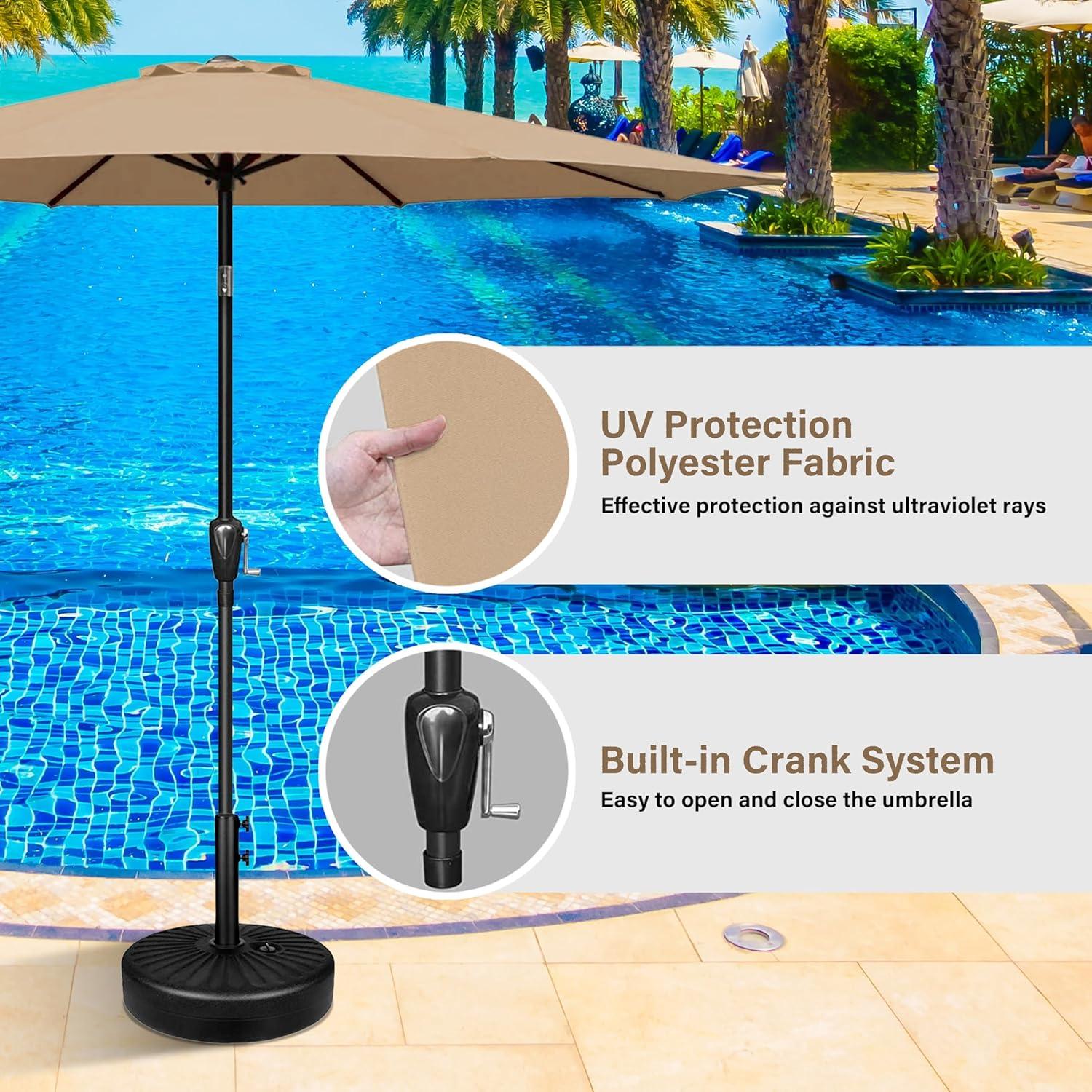 imageHealSmart 2pcs 9ft Patio Umbrella with Push Button TiltCrank Outdoor Table Market Yard Umbrella with 8 Sturdy Ribs for Garden Backyard Deck Pool RedTan 2Pack