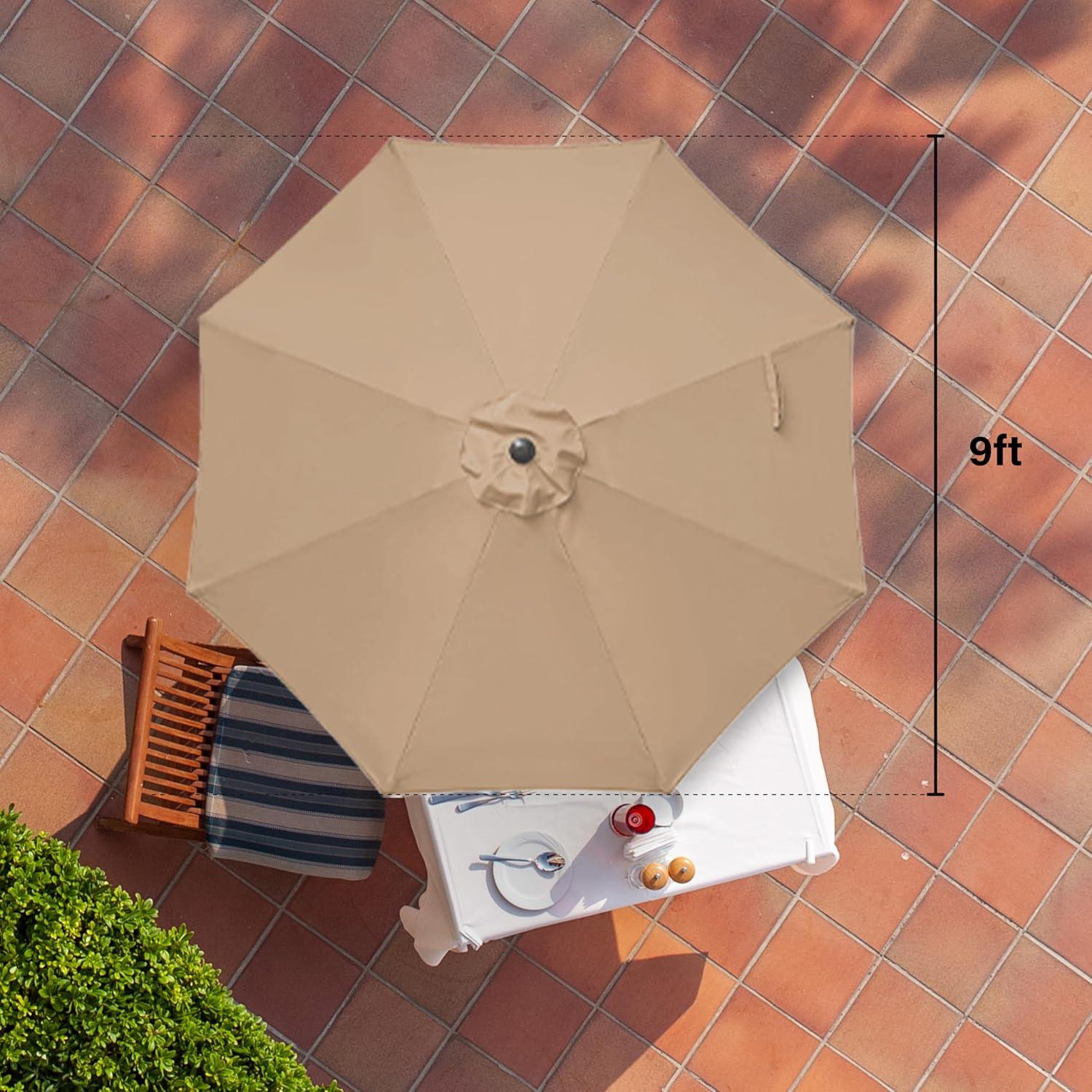 imageHealSmart 2pcs 9ft Patio Umbrella with Push Button TiltCrank Outdoor Table Market Yard Umbrella with 8 Sturdy Ribs for Garden Backyard Deck Pool RedTan