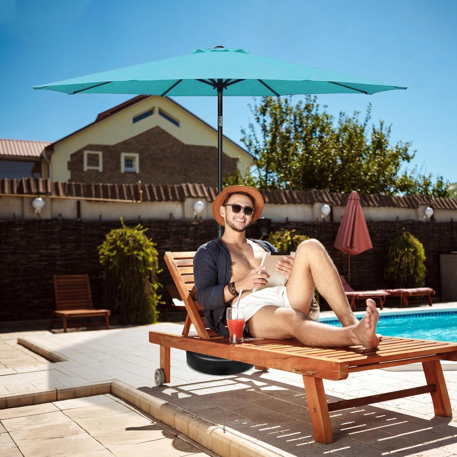 imageHealSmart 2pcs 9ft Patio Umbrella with Push Button TiltCrank Outdoor Table Market Yard Umbrella with 8 Sturdy Ribs for Garden Backyard Deck Pool RedTurquoise  New