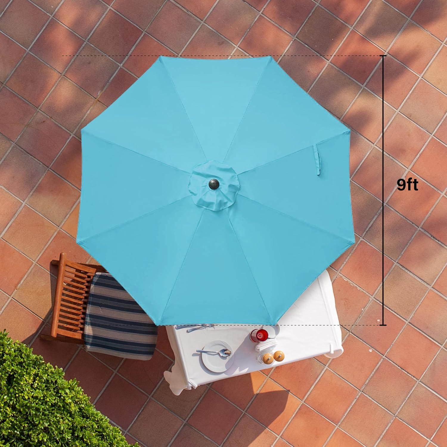 imageHealSmart 2pcs 9ft Patio Umbrella with Push Button TiltCrank Outdoor Table Market Yard Umbrella with 8 Sturdy Ribs for Garden Backyard Deck Pool RedTurquoise  New