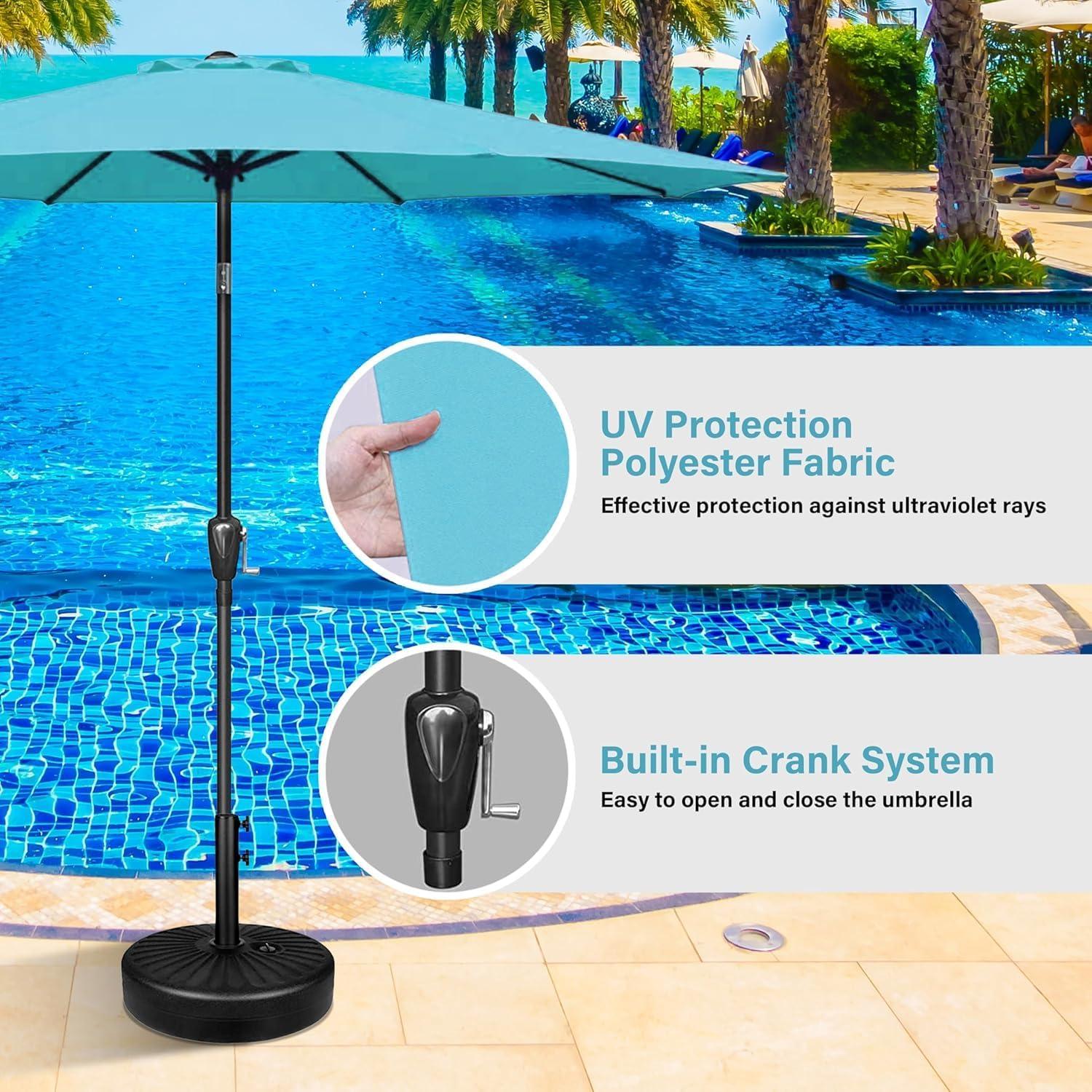 imageHealSmart 2pcs 9ft Patio Umbrella with Push Button TiltCrank Outdoor Table Market Yard Umbrella with 8 Sturdy Ribs for Garden Backyard Deck Pool RedTurquoise  New