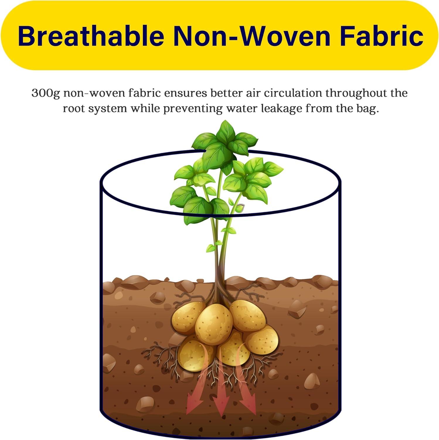 imageHealSmart 5Pack 5Gallon Potato Grow Bags Planter Pots with Handle Access Flap and Visual Window Easy to Harvest Thickened NonWoven Aeration Fabric Container for Tomato Carrot FruitsBlack