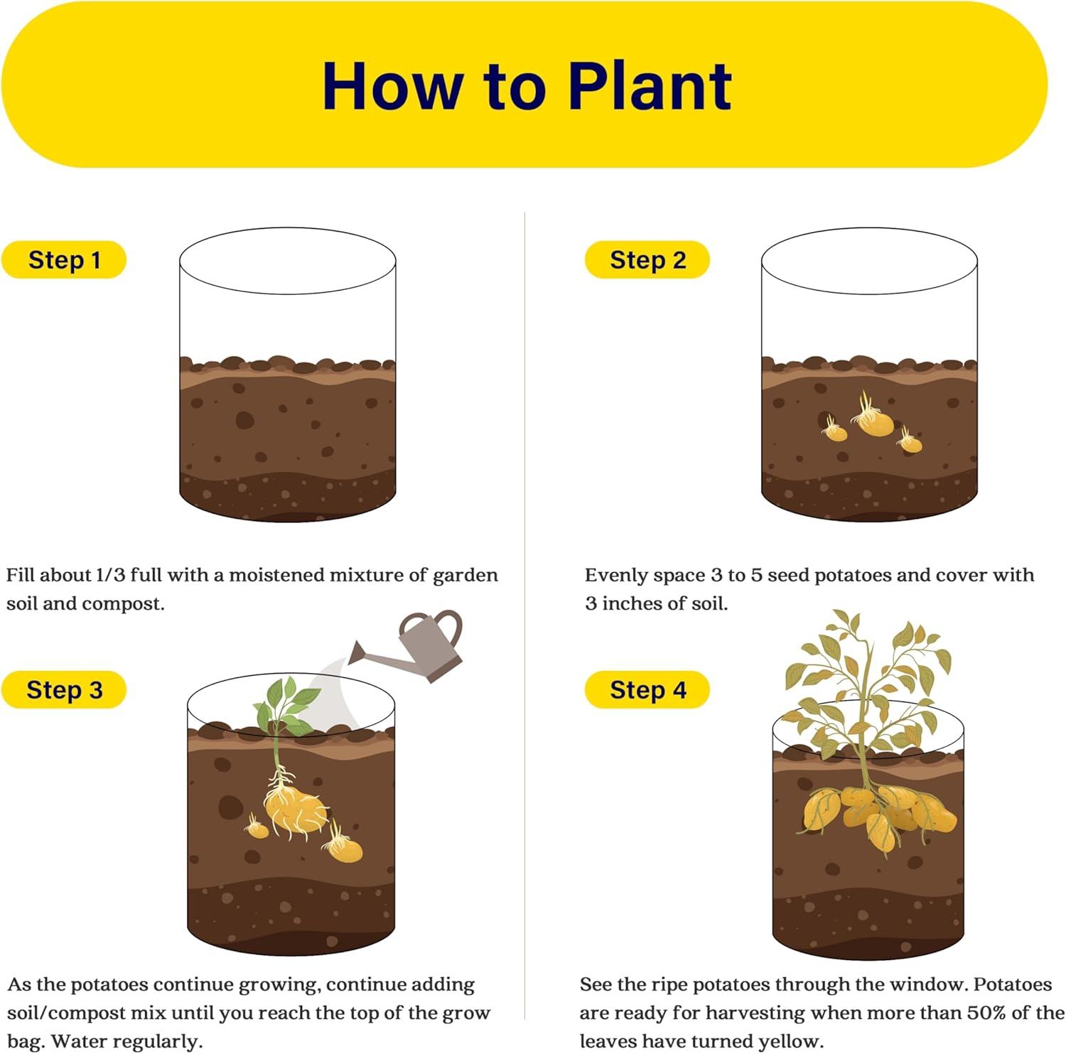 imageHealSmart 5Pack 5Gallon Potato Grow Bags Planter Pots with Handle Access Flap and Visual Window Easy to Harvest Thickened NonWoven Aeration Fabric Container for Tomato Carrot FruitsBlack