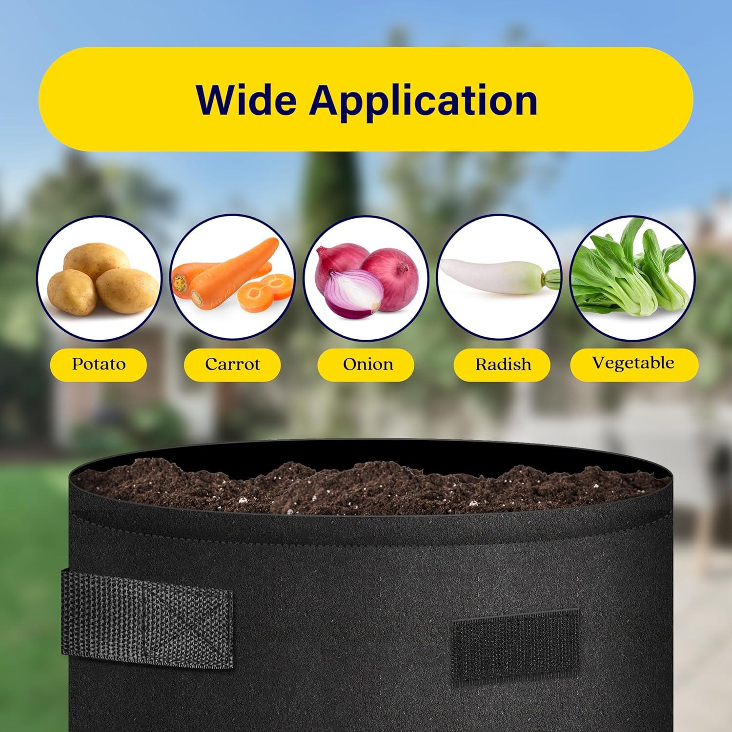 imageHealSmart 5Pack 5Gallon Potato Grow Bags Planter Pots with Handle Access Flap and Visual Window Easy to Harvest Thickened NonWoven Aeration Fabric Container for Tomato Carrot FruitsBlack