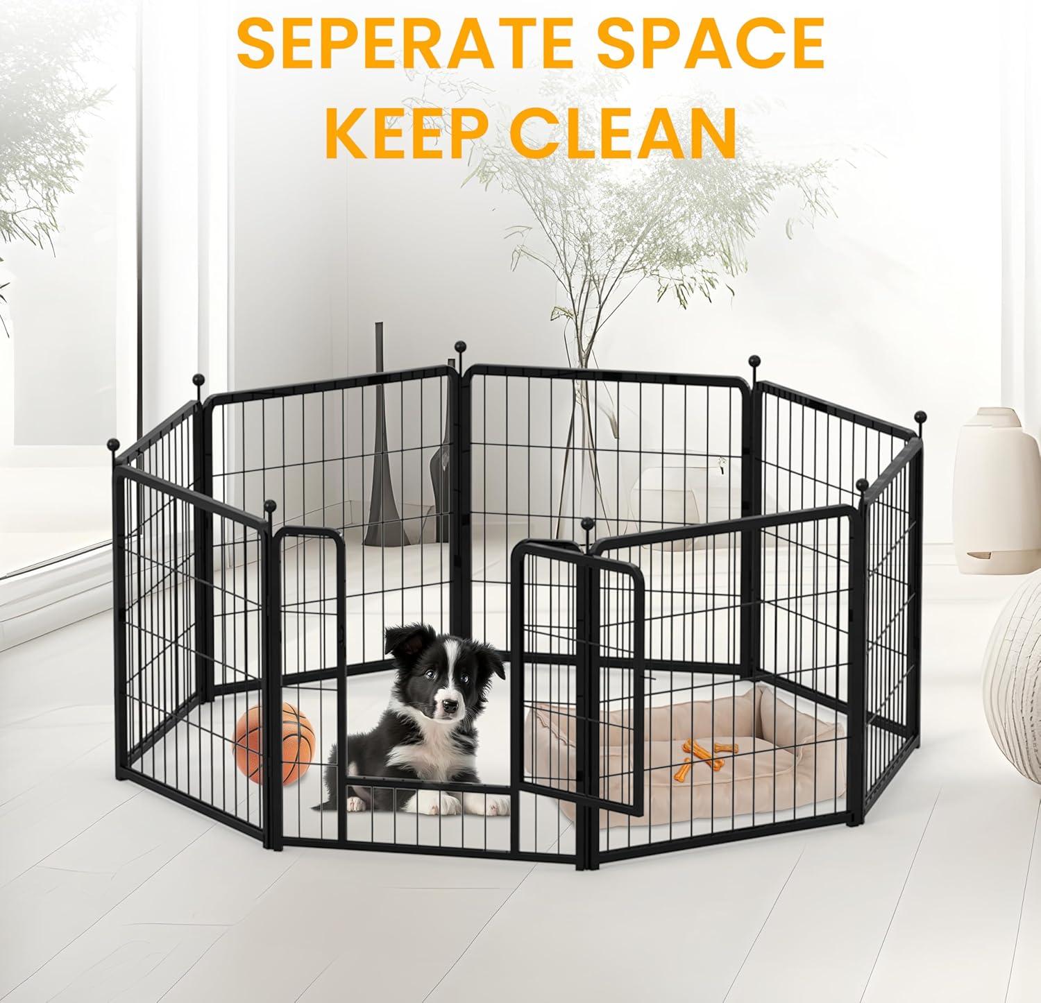 imageHealSmart 6 Panel 24quot Plastic Dog Playpen Folding ampamp Portable Pet Playpen for Indoor ampamp Outdoor Use Safe ampamp Secure Fence Ideal for Small to Medium Dogs BlackBlack