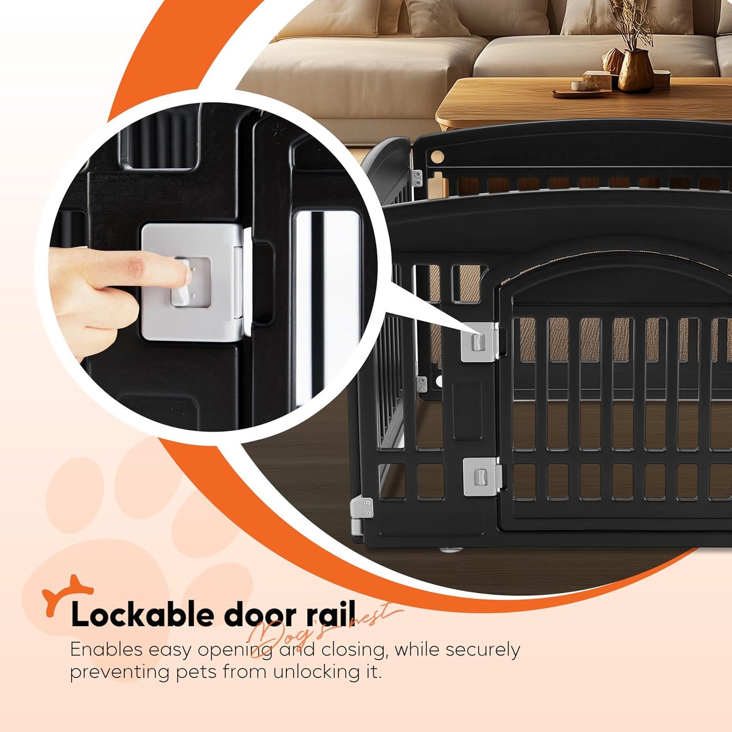 imageHealSmart 6 Panel 24quot Plastic Dog Playpen Folding ampamp Portable Pet Playpen for Indoor ampamp Outdoor Use Safe ampamp Secure Fence Ideal for Small to Medium Dogs BlackBlack