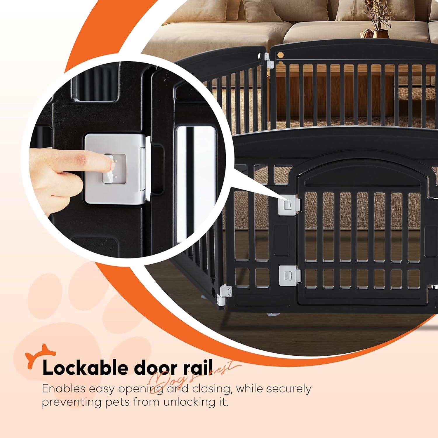 imageHealSmart 6 Panel 24quot Plastic Dog Playpen Folding ampamp Portable Pet Playpen for Indoor ampamp Outdoor Use Safe ampamp Secure Fence Ideal for Small to Medium Dogs BlackBlack