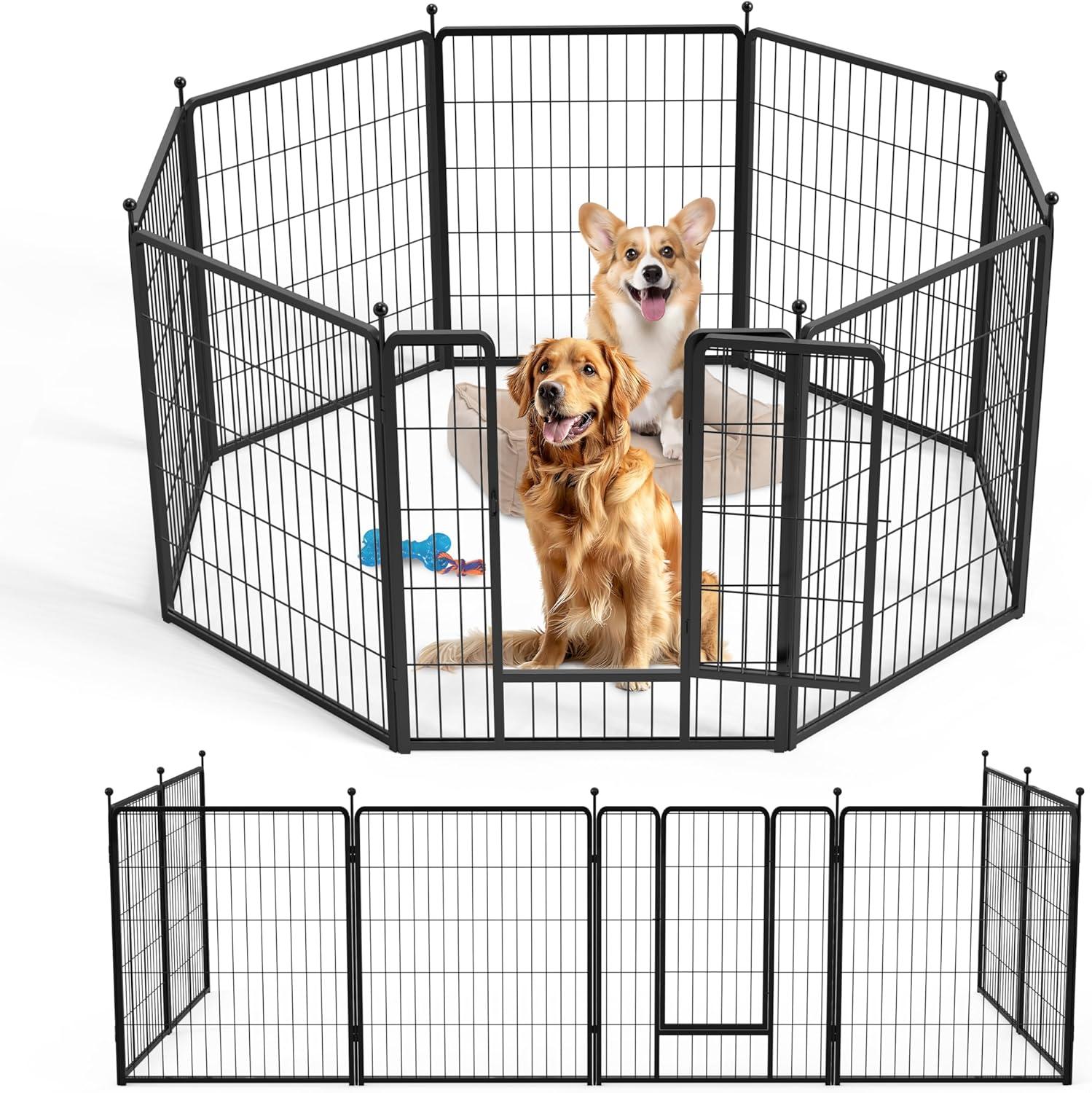 imageHealSmart 6 Panel 24quot Plastic Dog Playpen Folding ampamp Portable Pet Playpen for Indoor ampamp Outdoor Use Safe ampamp Secure Fence Ideal for Small to Medium Dogs BlackBlack