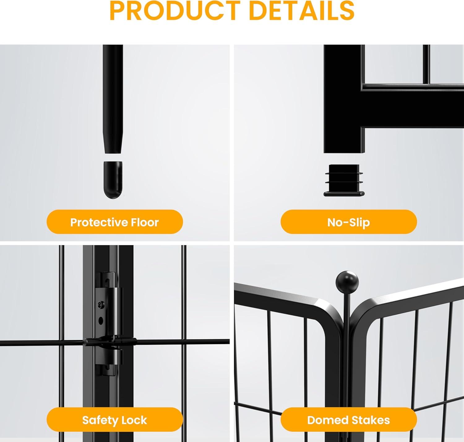 imageHealSmart 6 Panel 24quot Plastic Dog Playpen Folding ampamp Portable Pet Playpen for Indoor ampamp Outdoor Use Safe ampamp Secure Fence Ideal for Small to Medium Dogs BlackBlack