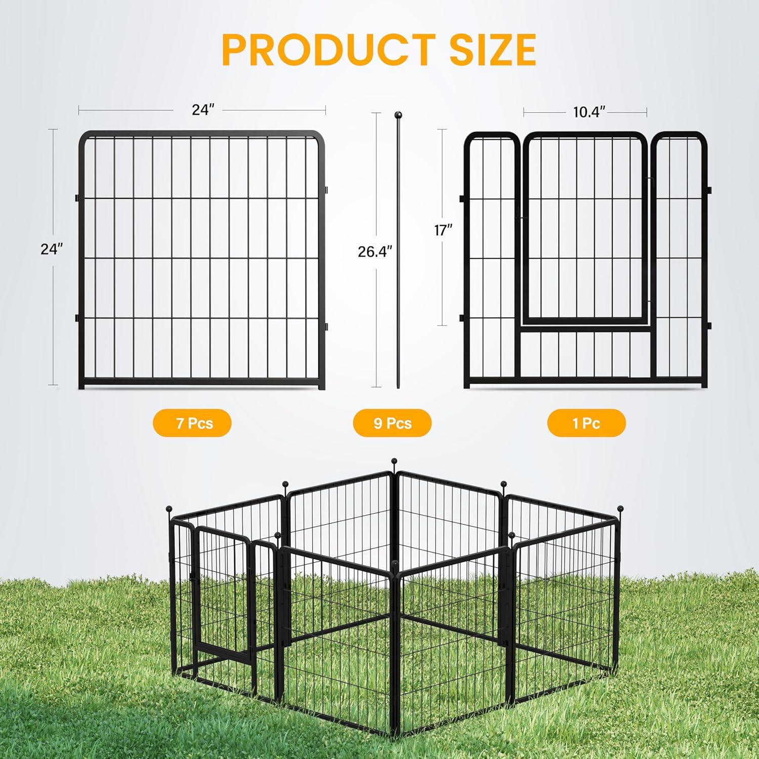imageHealSmart 6 Panel 24quot Plastic Dog Playpen Folding ampamp Portable Pet Playpen for Indoor ampamp Outdoor Use Safe ampamp Secure Fence Ideal for Small to Medium Dogs BlackBlack