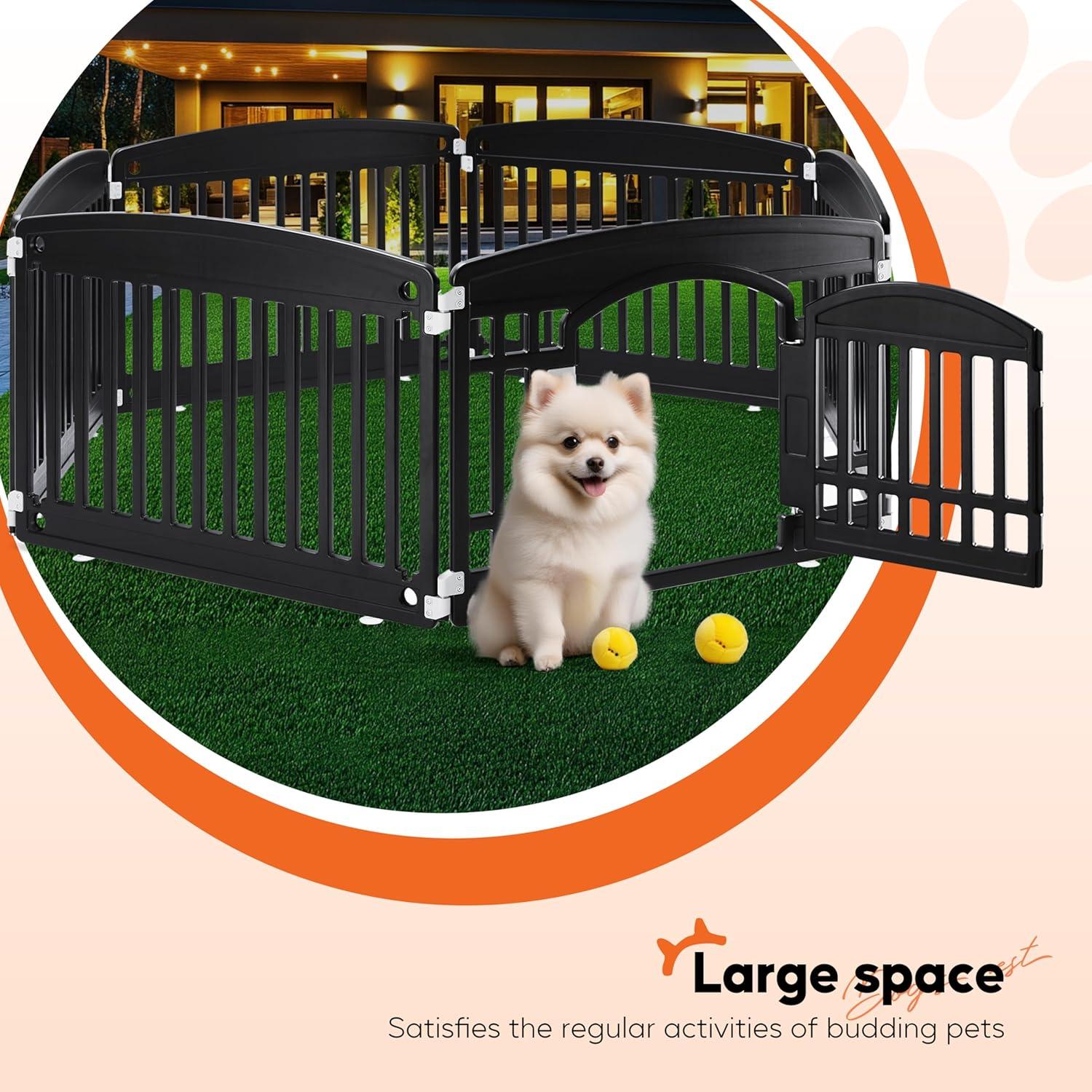 imageHealSmart 6 Panel 24quot Plastic Dog Playpen Folding ampamp Portable Pet Playpen for Indoor ampamp Outdoor Use Safe ampamp Secure Fence Ideal for Small to Medium Dogs BlackBlack