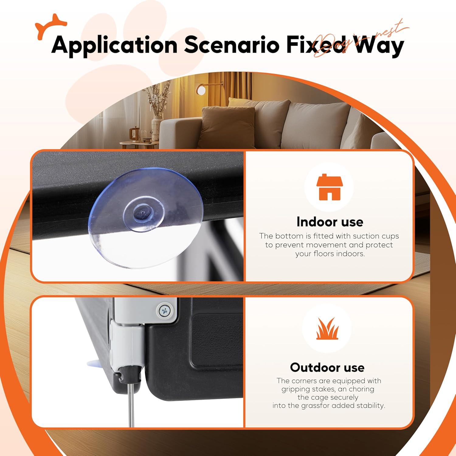 imageHealSmart 6 Panel 24quot Plastic Dog Playpen Folding ampamp Portable Pet Playpen for Indoor ampamp Outdoor Use Safe ampamp Secure Fence Ideal for Small to Medium Dogs BlackBlack