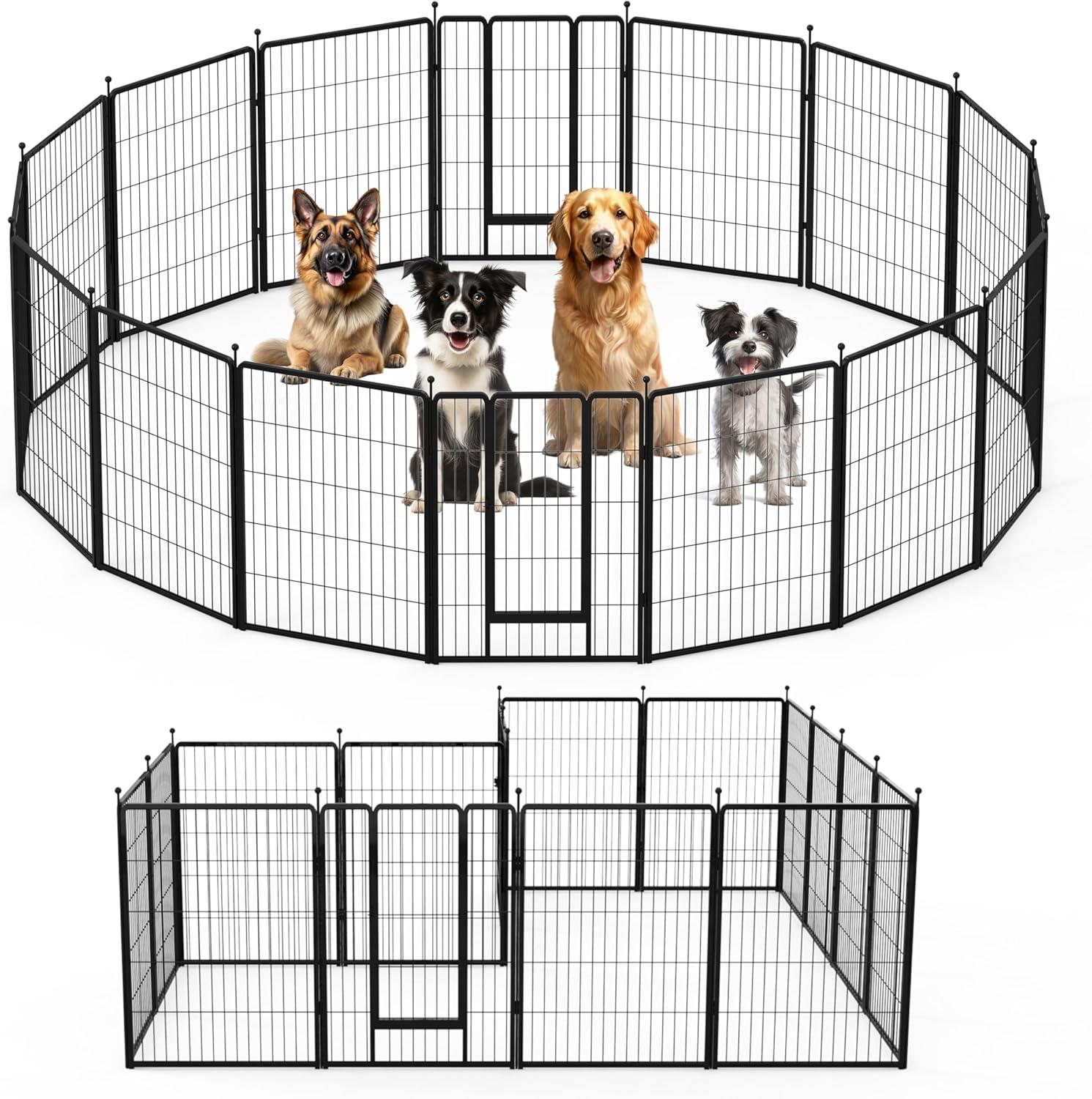 imageHealSmart 6 Panel 24quot Plastic Dog Playpen Folding ampamp Portable Pet Playpen for Indoor ampamp Outdoor Use Safe ampamp Secure Fence Ideal for Small to Medium Dogs BlackBlack