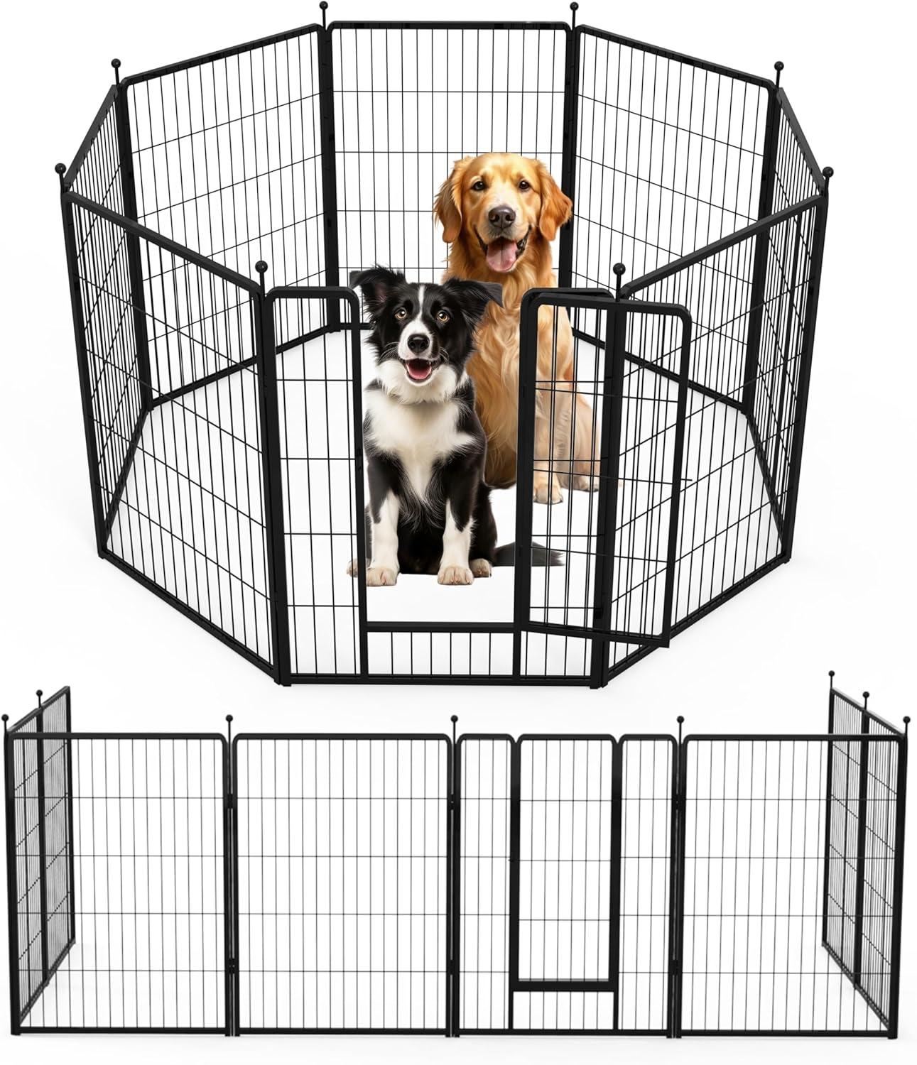 imageHealSmart 6 Panel 24quot Plastic Dog Playpen Folding ampamp Portable Pet Playpen for Indoor ampamp Outdoor Use Safe ampamp Secure Fence Ideal for Small to Medium Dogs BlackBlack