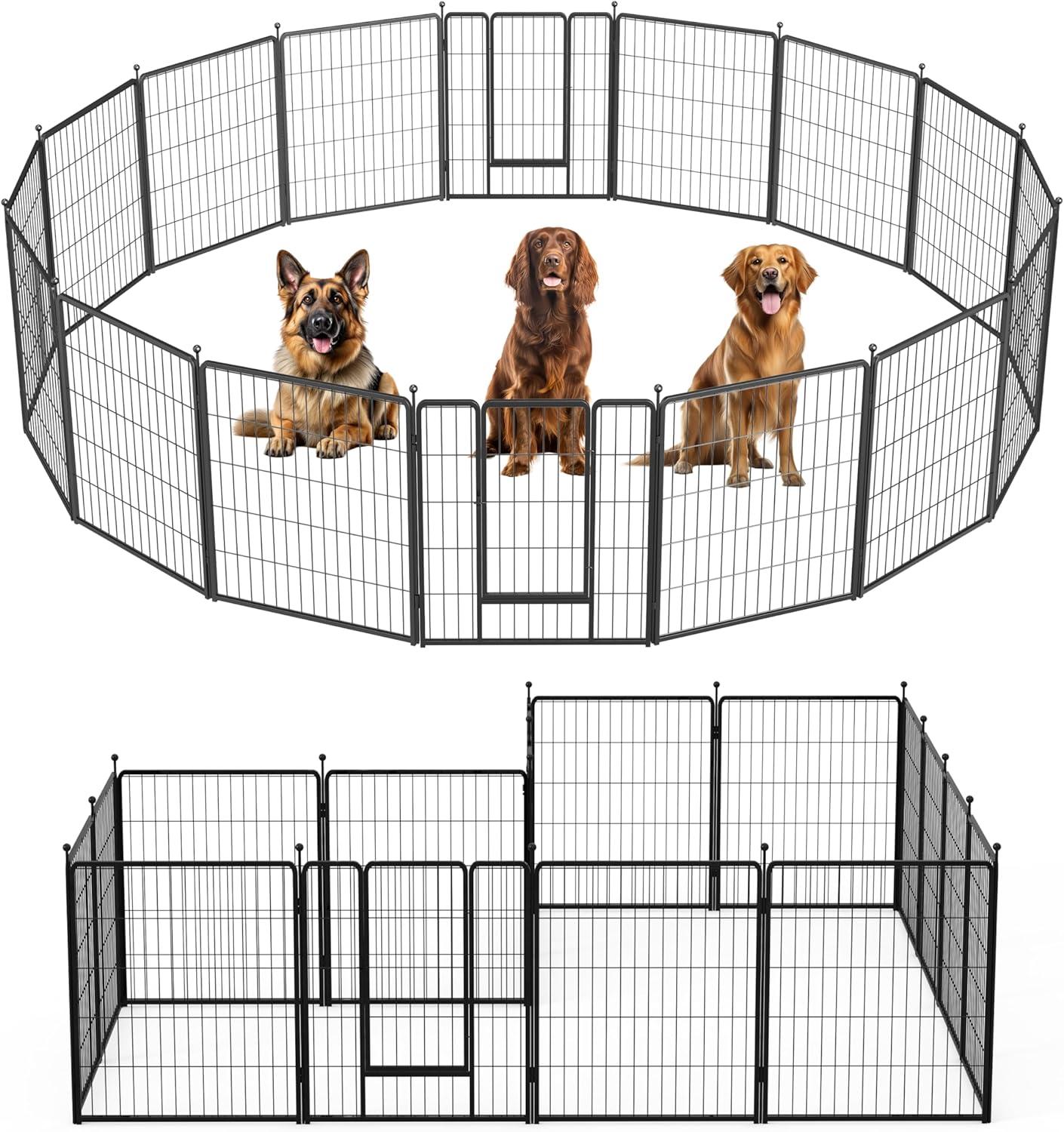 imageHealSmart 6 Panel 24quot Plastic Dog Playpen Folding ampamp Portable Pet Playpen for Indoor ampamp Outdoor Use Safe ampamp Secure Fence Ideal for Small to Medium Dogs BlackBlack