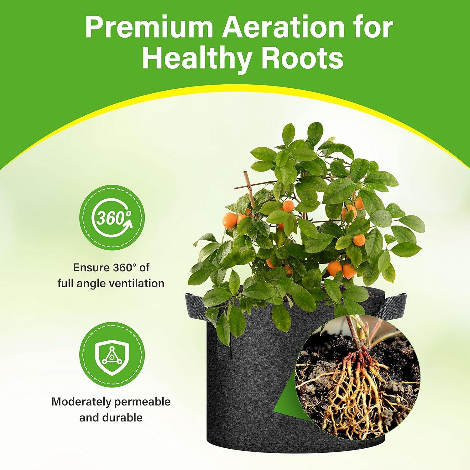 imageHealSmart 6Pack 1 Gallon Grow Bags Nonwoven Aeration Fabric Pots with Handles Cloth Plant Pots Suitable for Garden Fruits Vegetables Tomato and Flowers BlackBlack 6 Pack