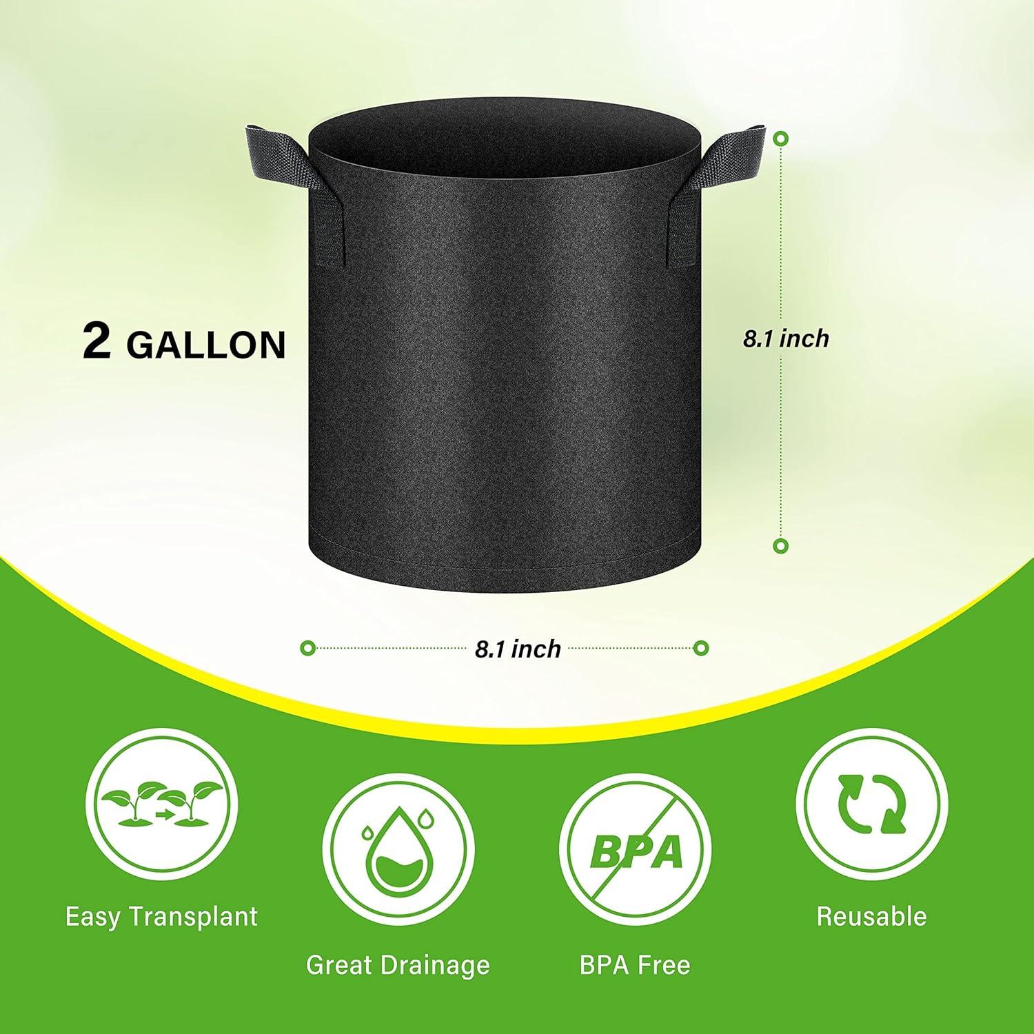 imageHealSmart 6Pack 1 Gallon Grow Bags Nonwoven Aeration Fabric Pots with Handles Cloth Plant Pots Suitable for Garden Fruits Vegetables Tomato and Flowers BlackBlack 6 Pack