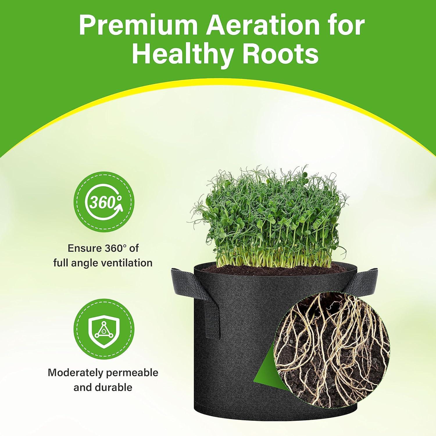 imageHealSmart 6Pack 1 Gallon Grow Bags Nonwoven Aeration Fabric Pots with Handles Cloth Plant Pots Suitable for Garden Fruits Vegetables Tomato and Flowers BlackBlack 6 Pack