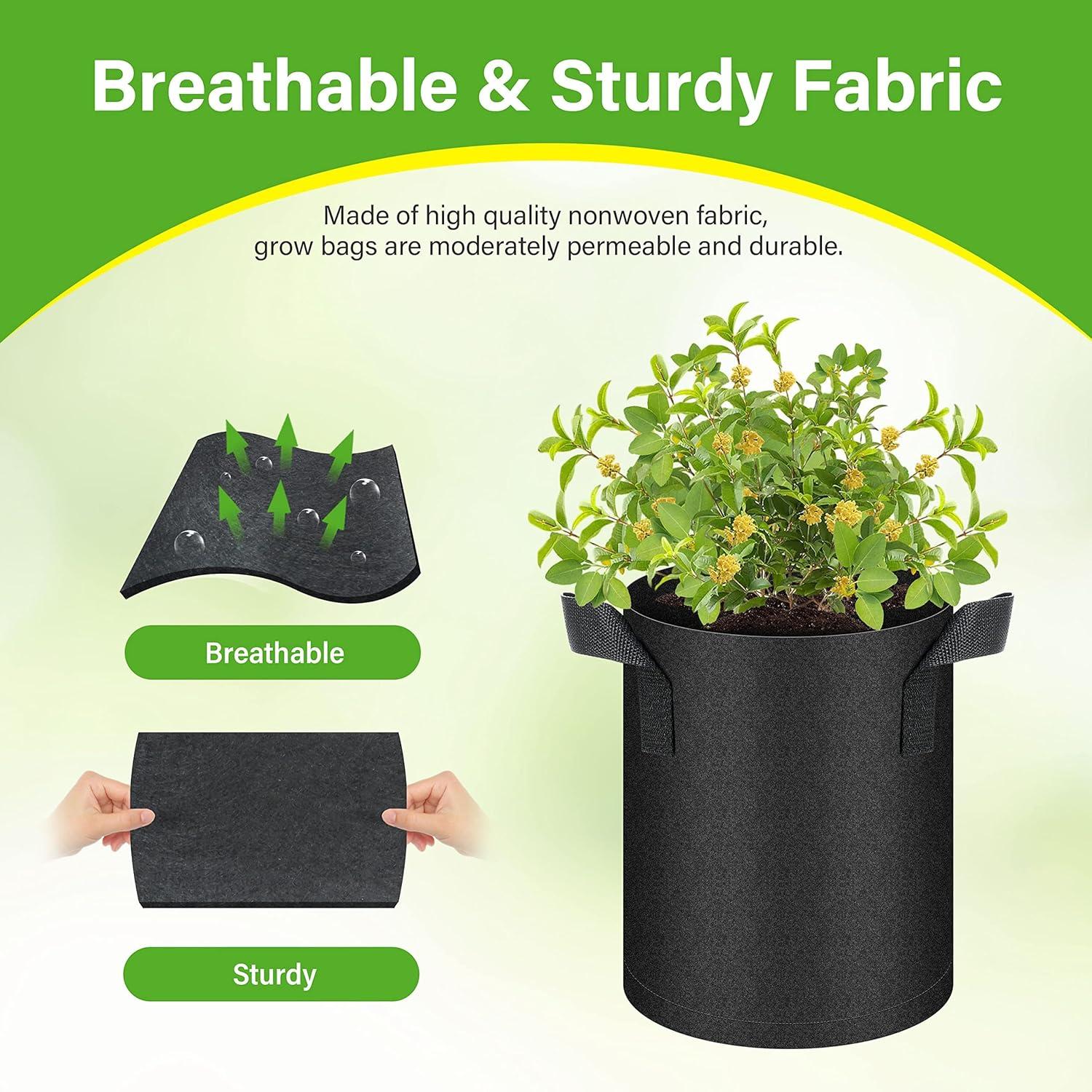 imageHealSmart 6Pack 1 Gallon Grow Bags Nonwoven Aeration Fabric Pots with Handles Cloth Plant Pots Suitable for Garden Fruits Vegetables Tomato and Flowers BlackBlack 6 Pack