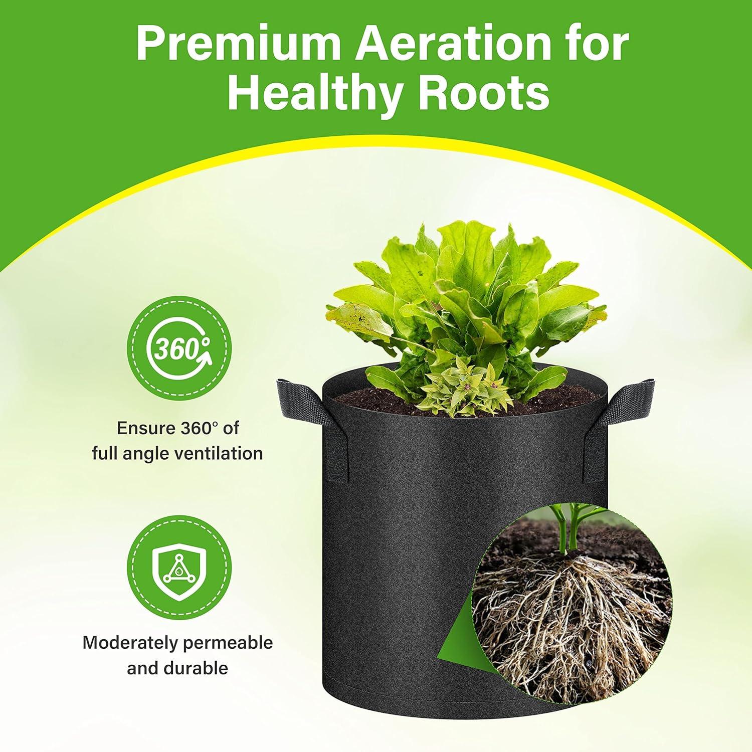 imageHealSmart 6Pack 1 Gallon Grow Bags Nonwoven Aeration Fabric Pots with Handles Cloth Plant Pots Suitable for Garden Fruits Vegetables Tomato and Flowers BlackBlack 6 Pack