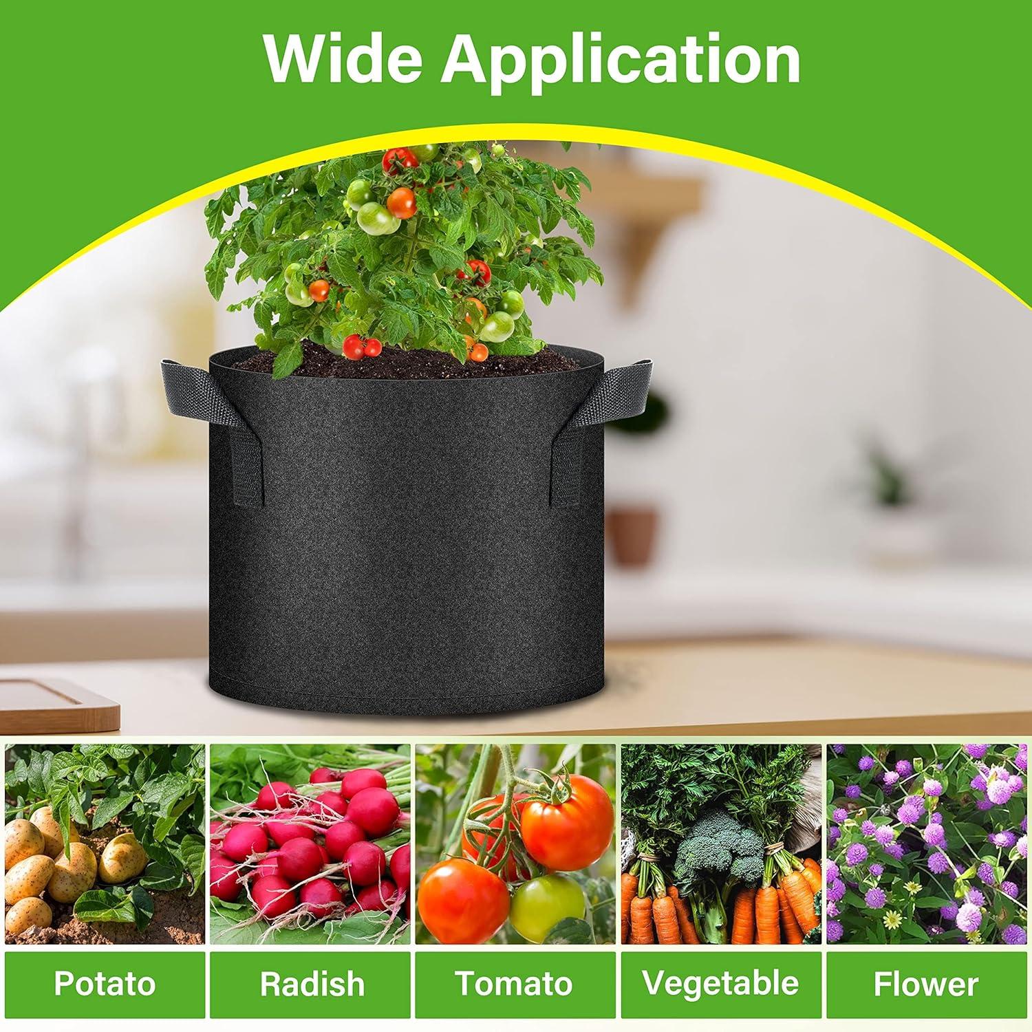 imageHealSmart 6Pack 1 Gallon Grow Bags Nonwoven Aeration Fabric Pots with Handles Cloth Plant Pots Suitable for Garden Fruits Vegetables Tomato and Flowers BlackBlack 6 Pack